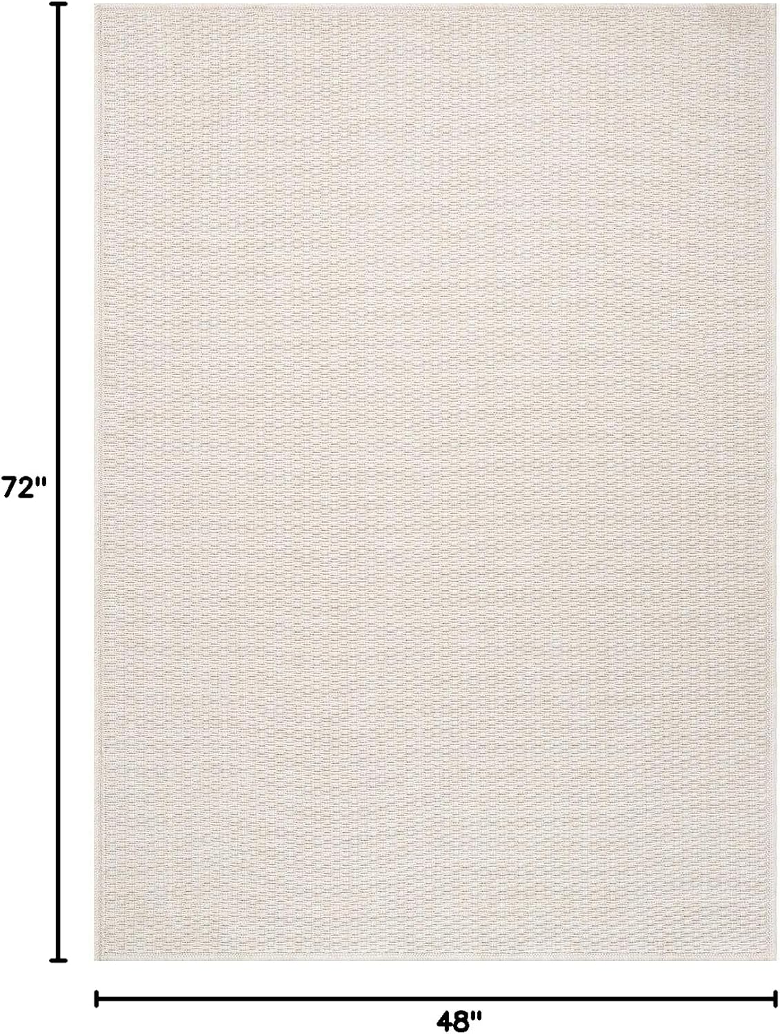 Easy Jute Rug 4x6 Indoor Outdoor Natural Rugs Solid Fiber Rug Woven Area Rug Boho Easy Clean Inside Carpet for Living Room Bedroom Dining Room Hallway or Outdoor Patio Porch (4 X 6 Bone)