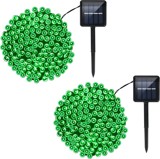 2 Pack 200 LED Solar String Lights St Patricks Day Decorations, 85.2ft 8 Modes Solar String Lights for Outside, Waterproof and Solar Powered Outdoor String Lights for Holiday Garden Tree Party (Green)