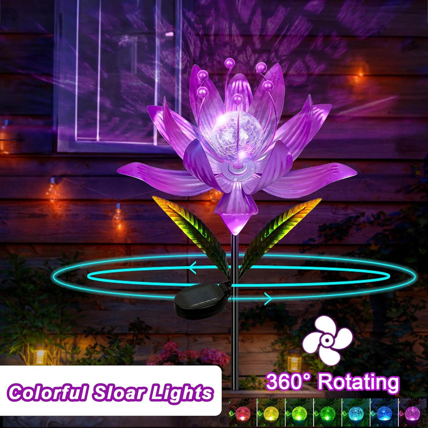 Wind Spinners Outdoor, 38 Inch Metal Wind Spinner Yard Art with Stake, Colorful Solar Windmill for Yard and Garden Lawn Patio Farmhouse Decor (Pink)