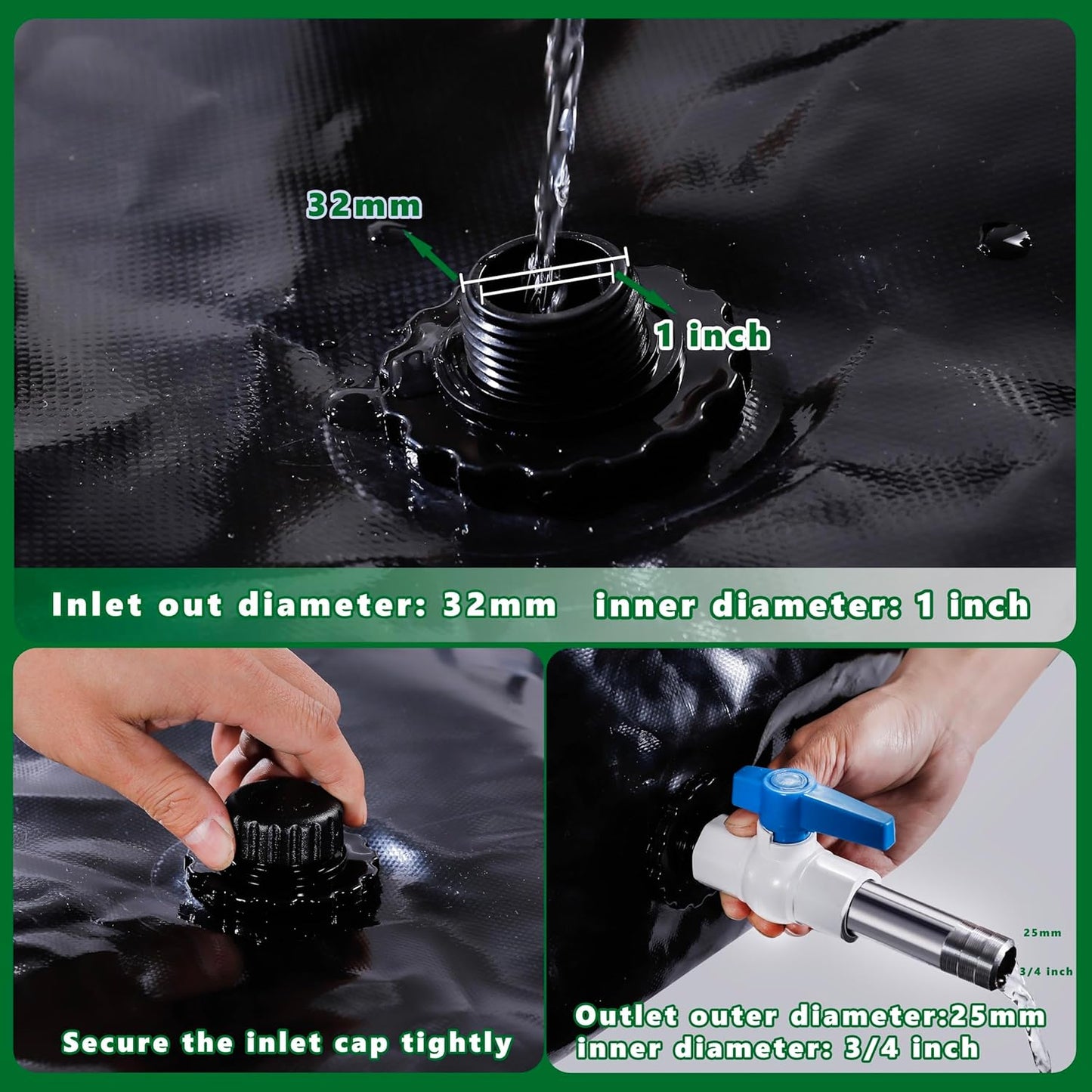 MXQMKL 1000 L/264 gal Water Bladder Storage Containers, Foldable Portable Water Tank Large Capacity Soft Water Bag, Drought Resistance, Fire Prevention, Emergency Water