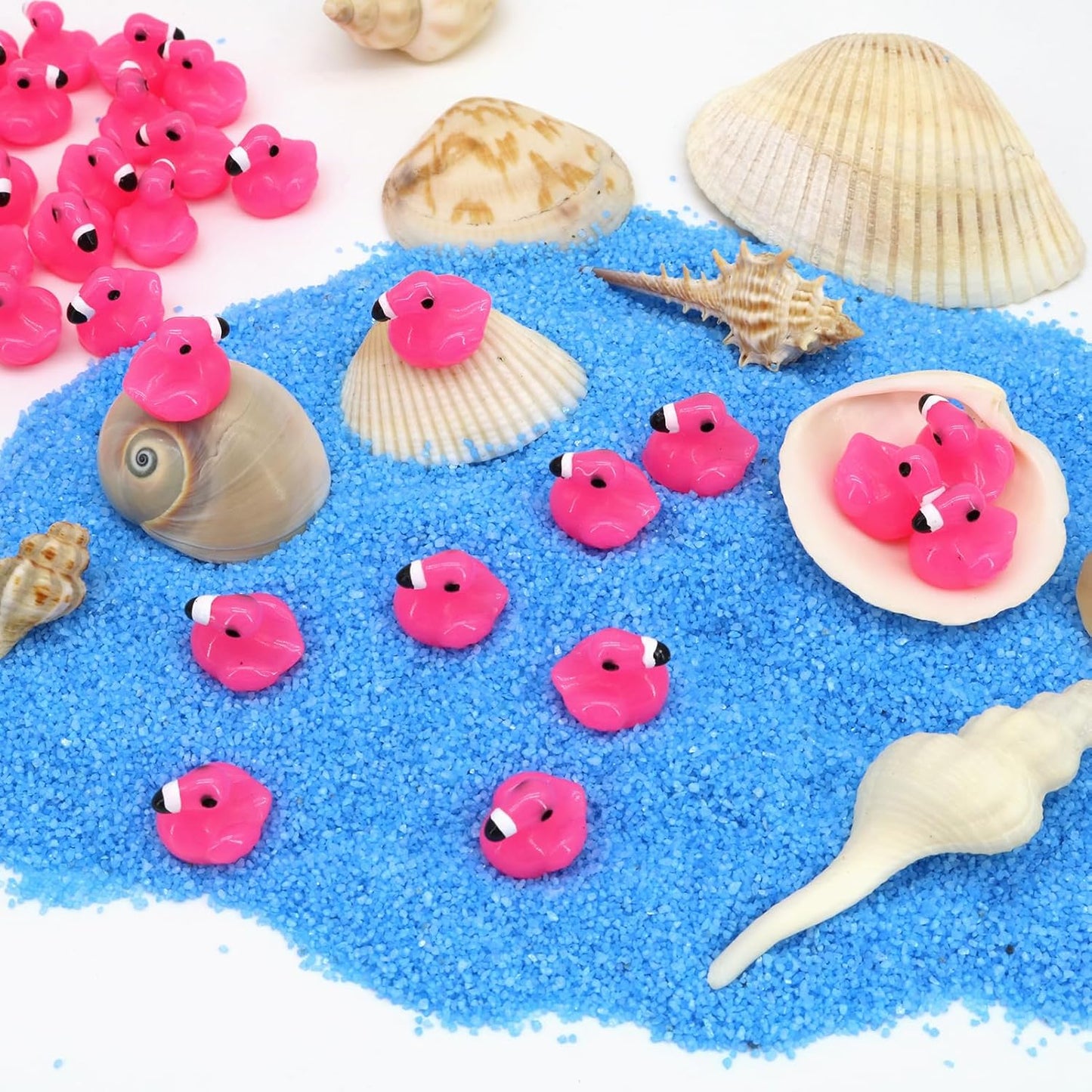 50pcs Mini Resin Flamingo Ducks, Tiny Flamingo Figurines to Hide, Miniature Pink Flamingos Decor for Dollhouse Micro Fairy Garden Landscape DIY Craft