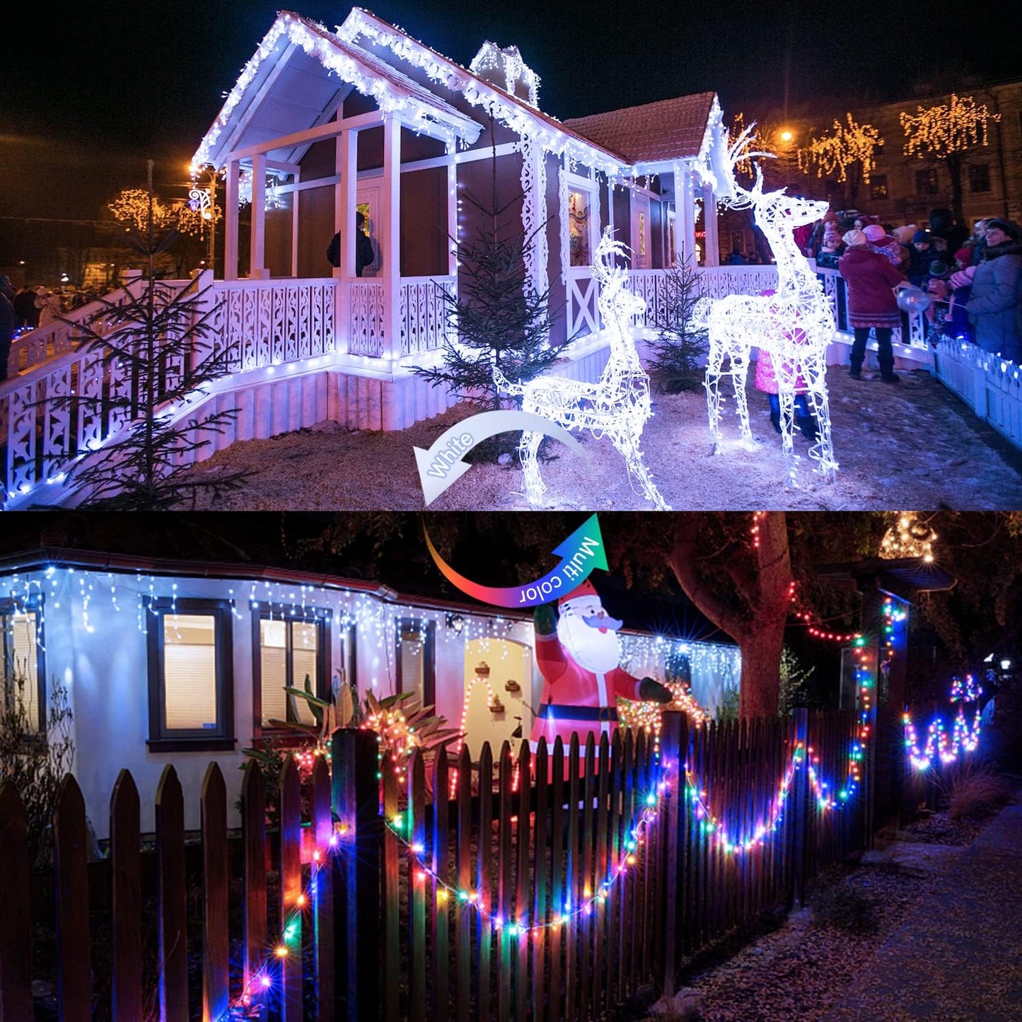 JMEXSUSS 100 LED Cool White & Multicolor Christmas Lights Indoor, Color Changing String Lights Plug in, 33ft Christmas String Lights Outdoor Waterproof for Xmas Tree Indoor Decor