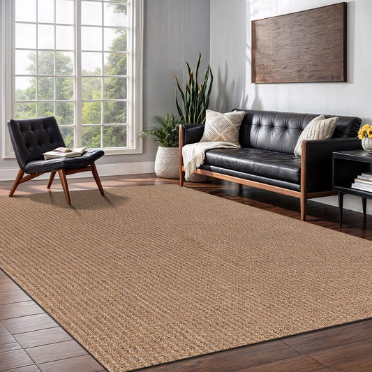 Easy Jute Rug 5x7 Indoor Outdoor Natural Rugs Solid Fiber Rug Woven Area Rug Boho Easy Clean Inside Carpet for Living Room Bedroom Dining Room Hallway or Outdoor Patio Porch (5 X 7 Natural)