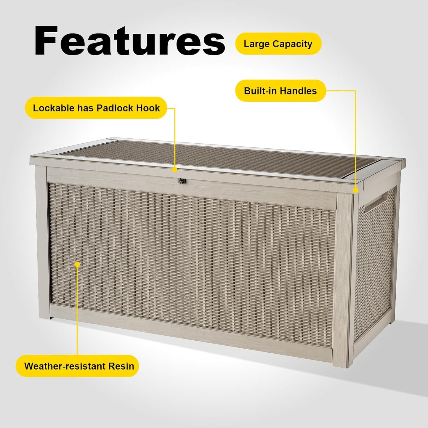 320 Gallon Outdoor Storage Box Waterproof, UV Resistant Resin Deck Box with Hydraulic Rod, Lockable Design and Enhanced Durability for Patio, Garden, and Poolside Use