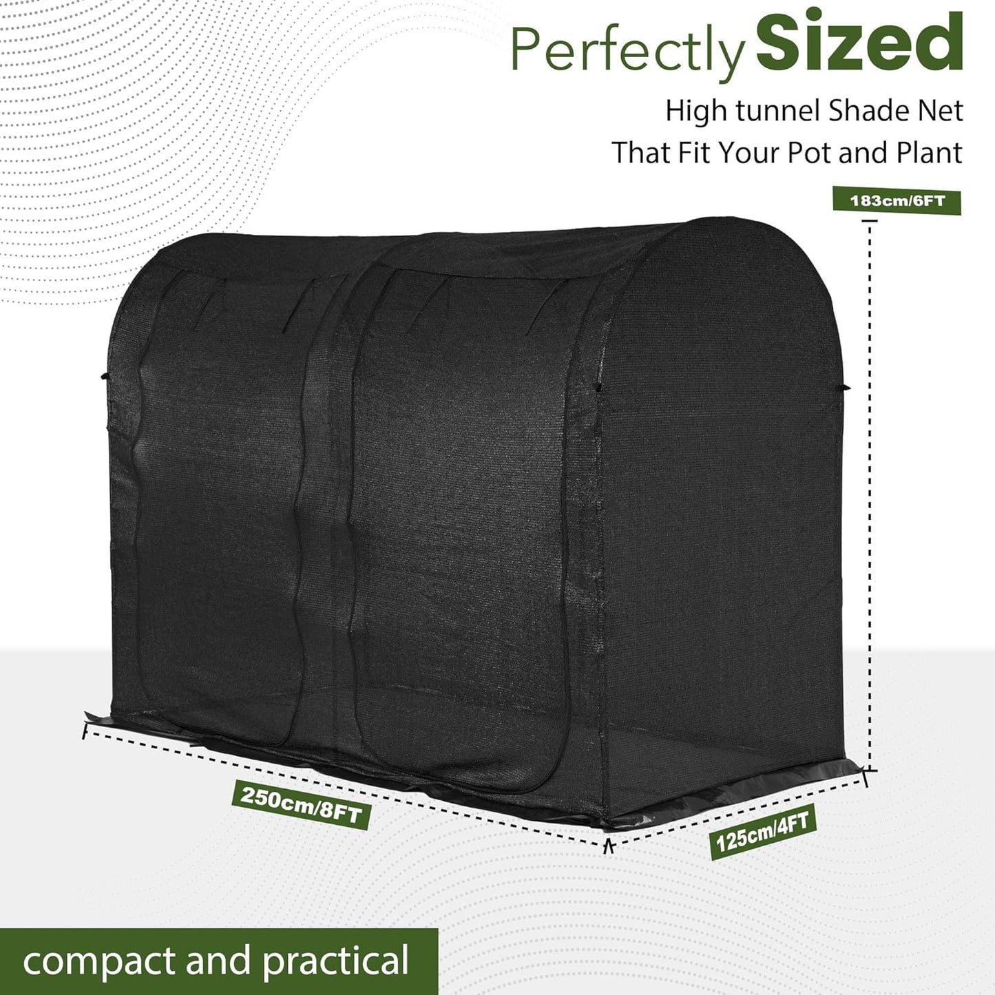 Large Tunnel 8.2'x4' Sunshade Cloth Gardening Net,Easy Set up 6FT Tall Crops Shade Net Cover, UV Resistant Plant 80% Sunblock Net for Vegetables,Fruits and Mini Flower Pot with Stakes and Carry