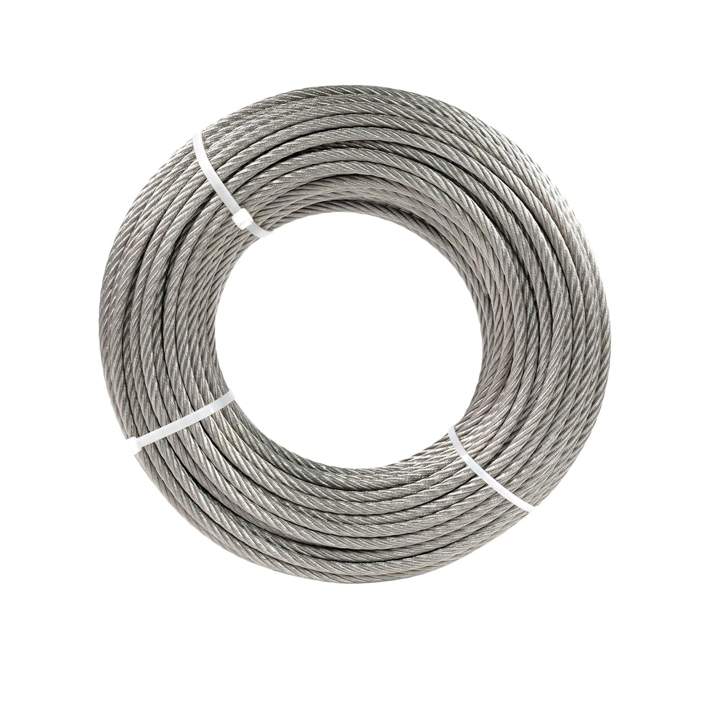 1/4" Stainless Steel Cable, 100FT Wire Rope, 7X19 Strands Aircraft Cable, 6400lbs Breaking Strength, for Zipline, Outdoor, Deck Railing, Heavy Duty Applications, Hanging