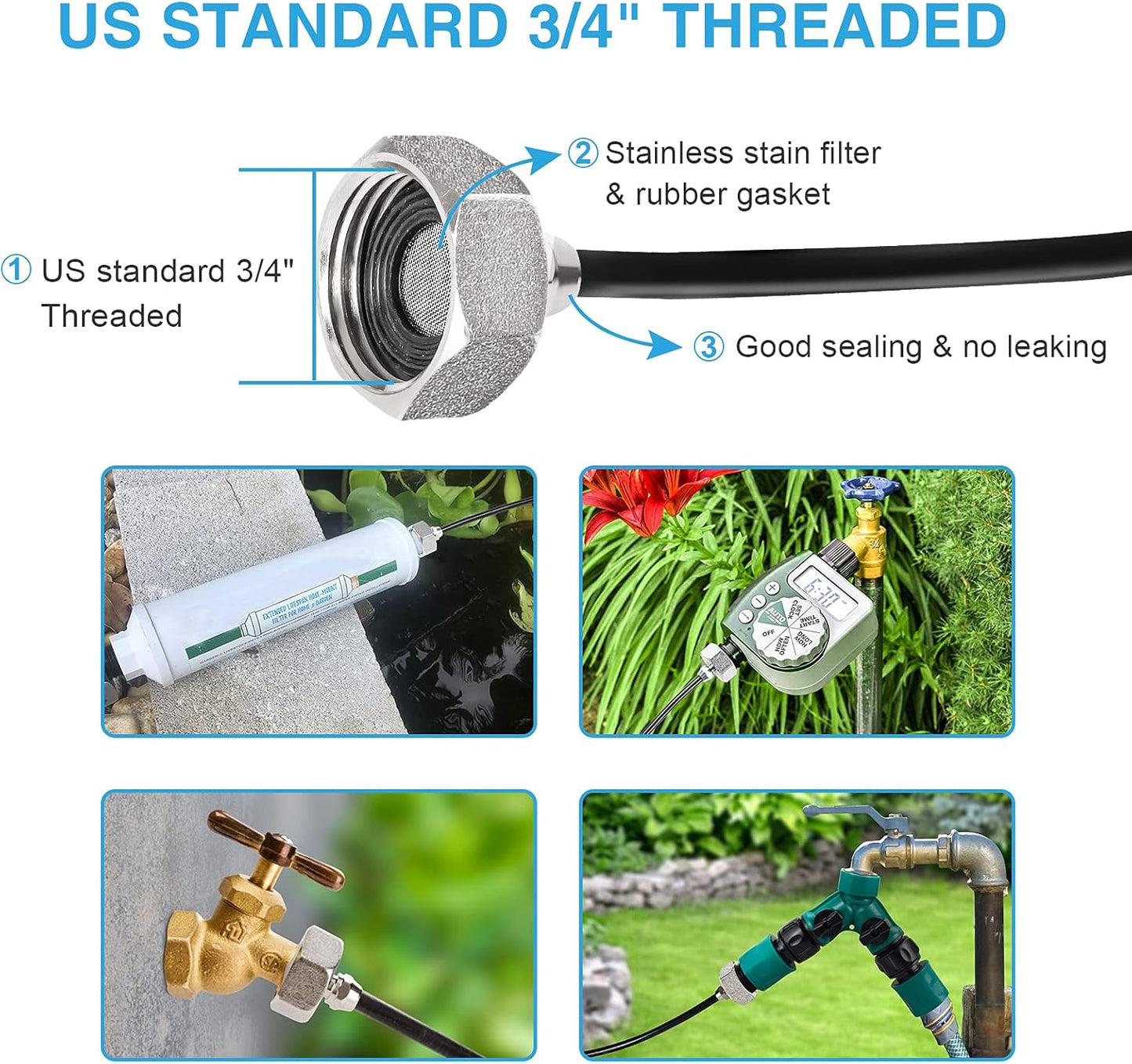 Bonviee Misters for Outside Patio - 75FT Misting Cooling System with 28 Brass Nozzles and 3/4" Adapter, 23M DIY Outdoor Misters Kit for Garden, Greenhouse, and Patio Cooling