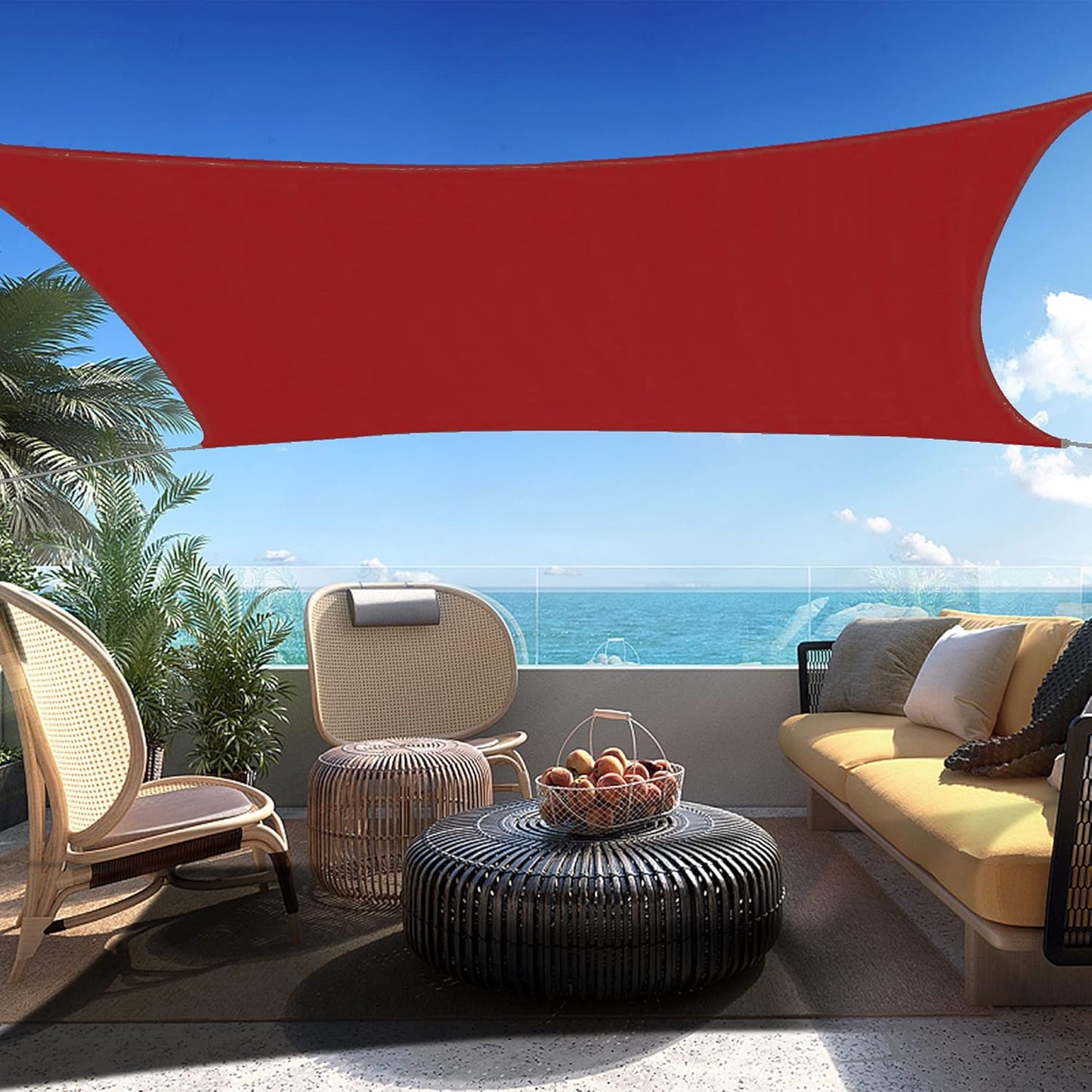 10' x 22' Red Rectangle Sun Shade Sail SSP1212 Canopy Durable Fabric UV Block Awning,We Make Custom Orders