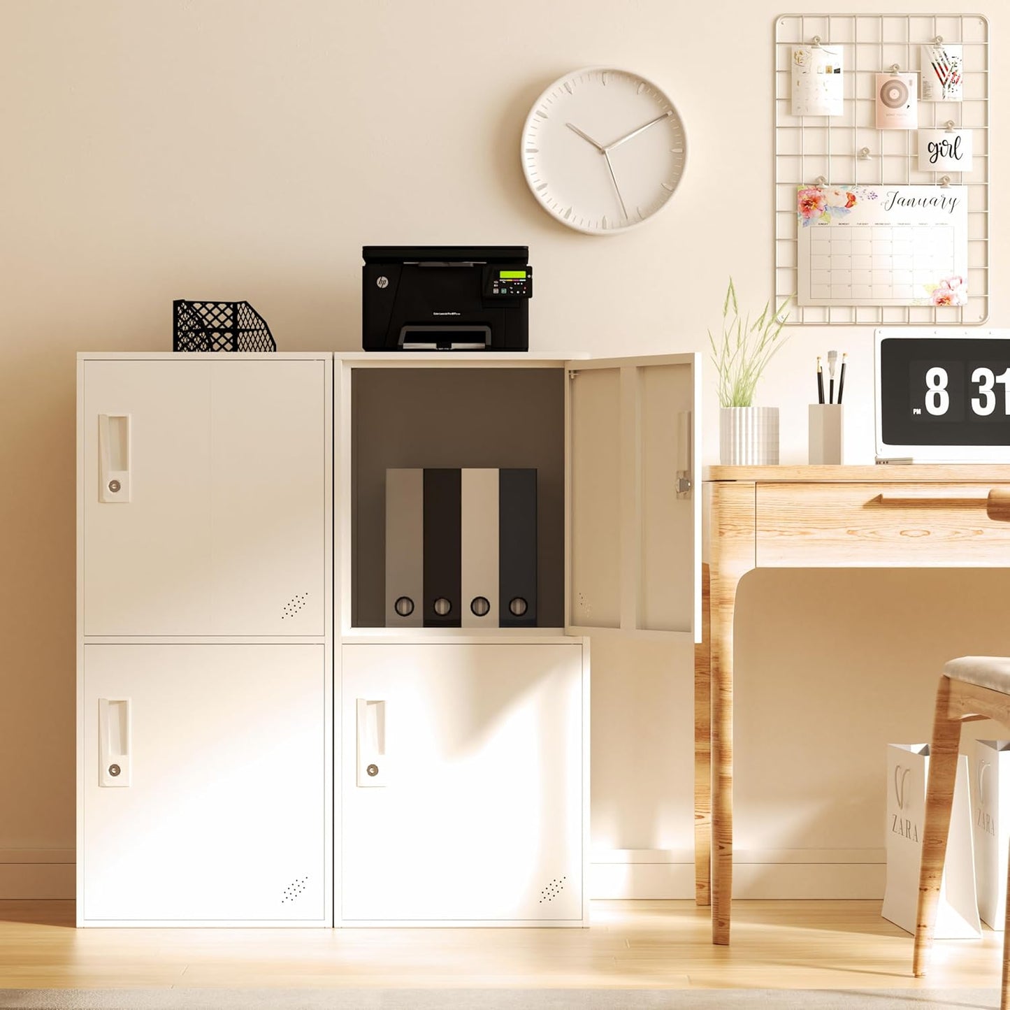 2 Door Vertical Stackable Storage Cabinet with Lock,Anti-Failing Device, Metal Lcoker,Organizer for Office, Home, Gym, School,Employee,Kids. (2D-White)