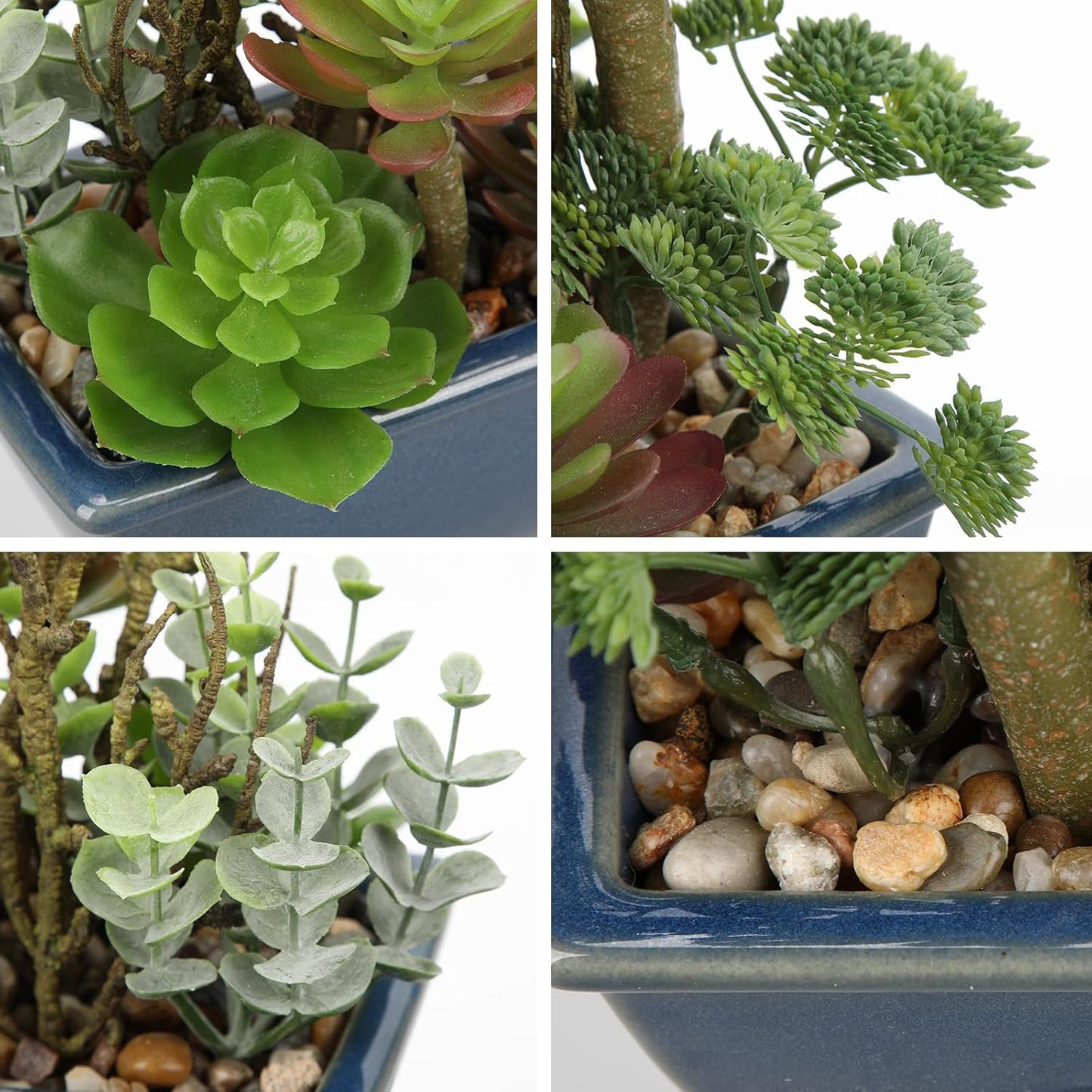 Small Faux Plant Assorted Fake Succulents Plants with Glazed Ceramic Pot Faux Succulents Arrangement Cement Potted Desk Plants Small Fake Plants for Home Table Office Bathroom Shelf Living Room Decor