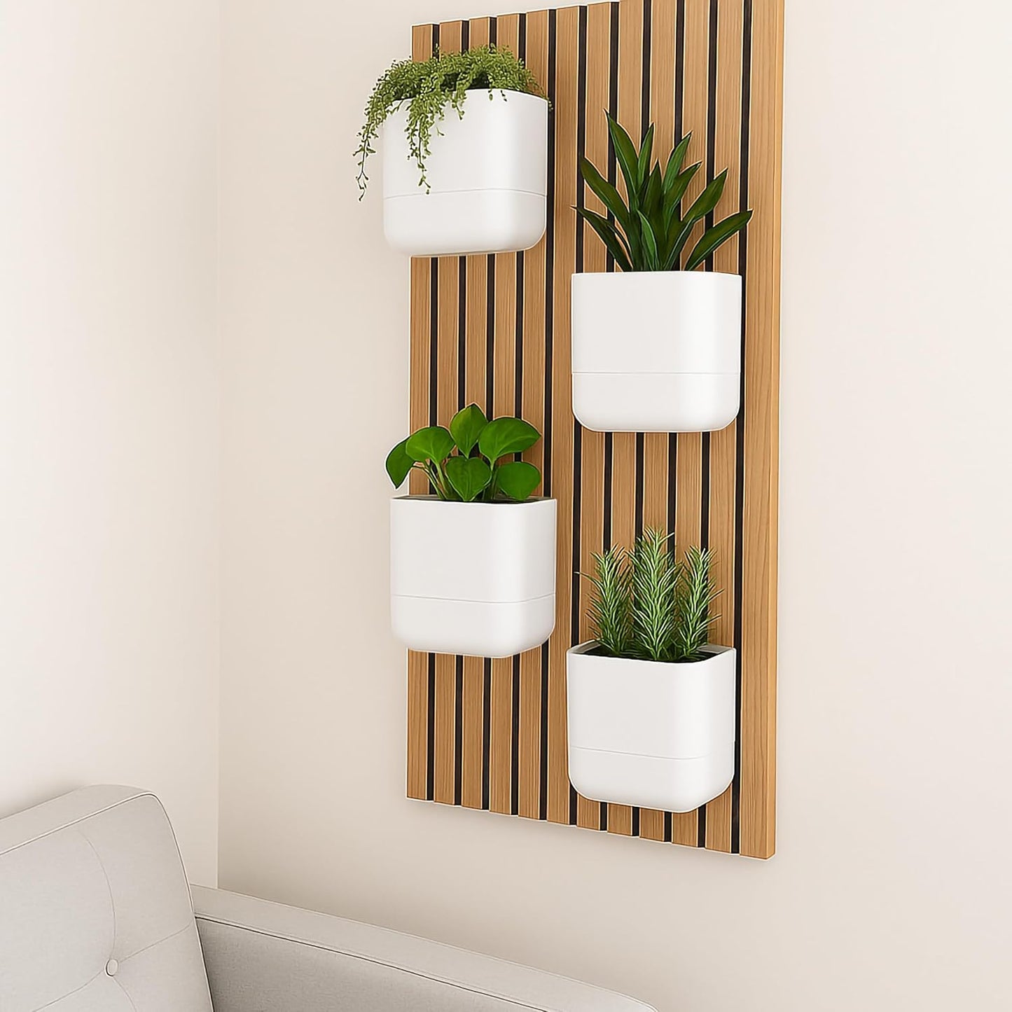 Phoenix Vine 6.5-Inch Wall Mounted Self-Watering Planter Pot for Indoor Houseplants and Herbs | Modern Hanging Planter for Window Sills, Bathroom Walls, Home & Office Décor, White, Set of 1, 01-WP-W-1