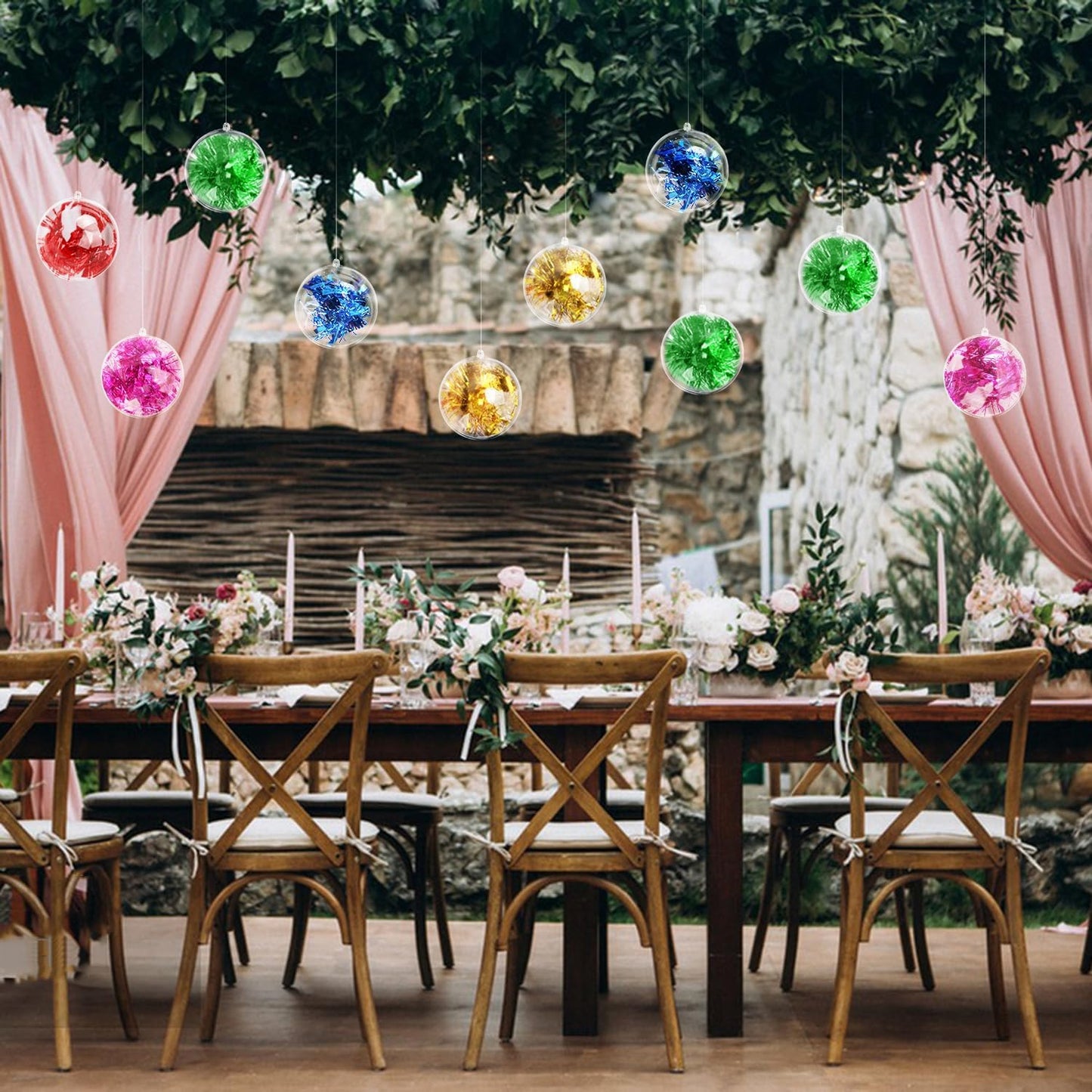 39 Pcs 4 Inch Clear Acrylic Fillable Balls, Christmas DIY Fillable Ornaments Balls, Acrylic Ornaments Ball for Christmas, Holidays, Weddings, Parties, and Home Decor