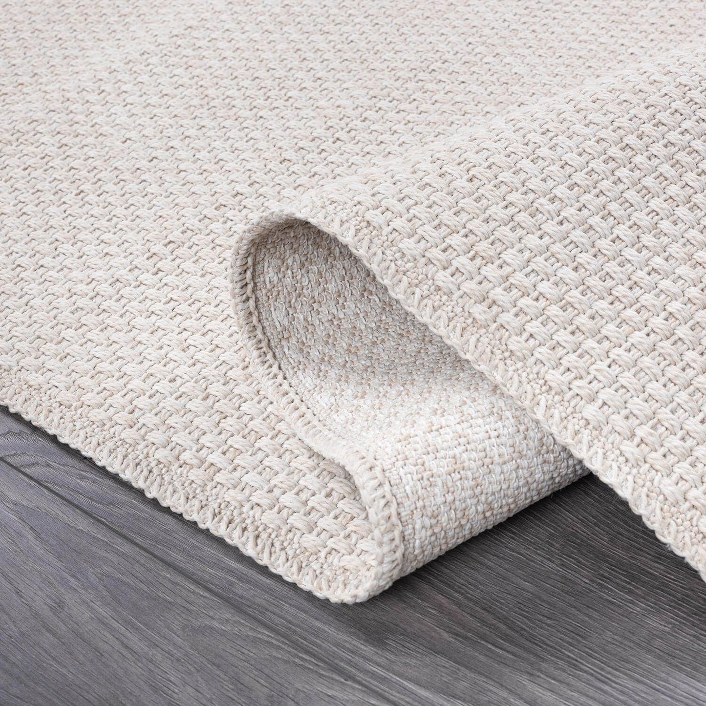 CAMILSON Easy Jute Rug 9x12, Indoor Outdoor Off-White Farmhouse Area Rugs for Living Room Patio and Kitchen Rug, Solid Woven Design, Easy-Cleaning, Washable Outside Carpet Alfombras (9 x 12)