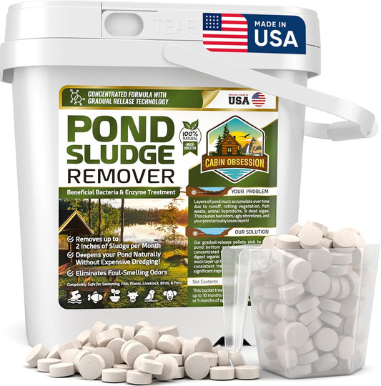 Pond Sludge Remover – 5 Pounds Beneficial Pond Bacteria & Enzyme Treatment - 100% Natural Muck Digester – Safe for All Aquatic Life and Recreation - Made in The USA