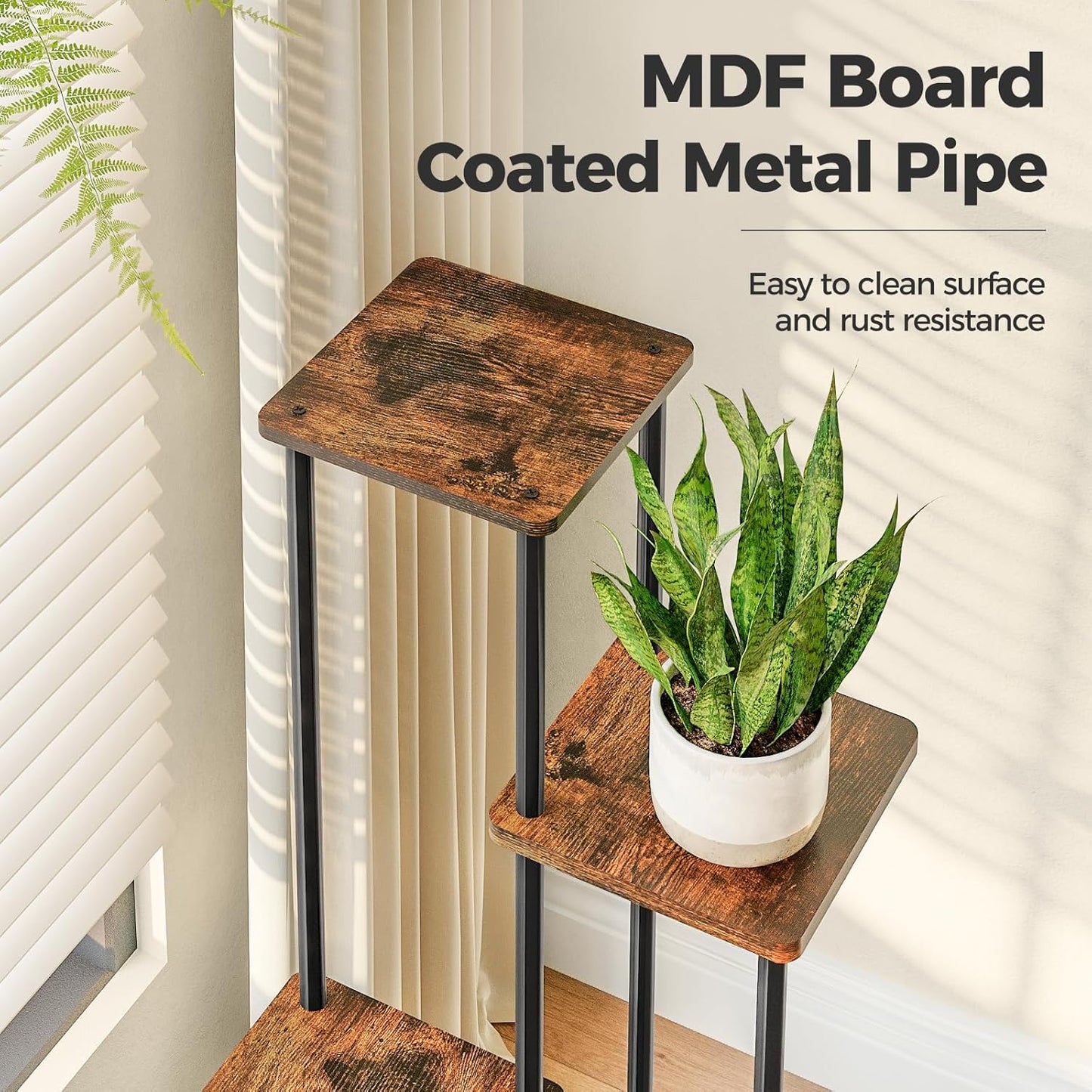 Bamworld Tall Plant Stand Indoor 6 Tier Plant Holder for Multiple Plants Corner Shelf Stand for Patio Garden Balcony Living Room Bedroom Brown