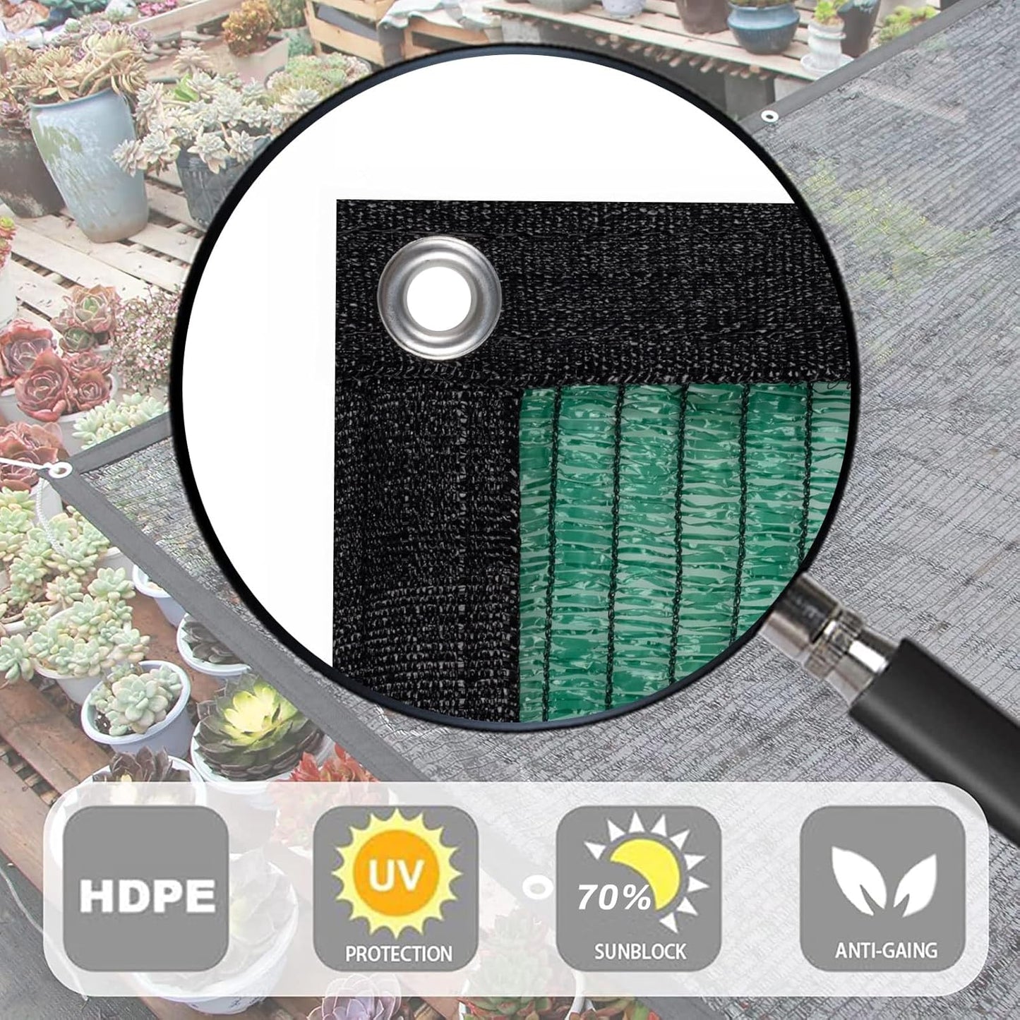 LOVE STORY 6x12FT 70% Green Shade Cloth Sun Shade Net with Grommets Sunblock Net Mesh Tarp for Garden,Plants Cover,Greenhouse and Patio