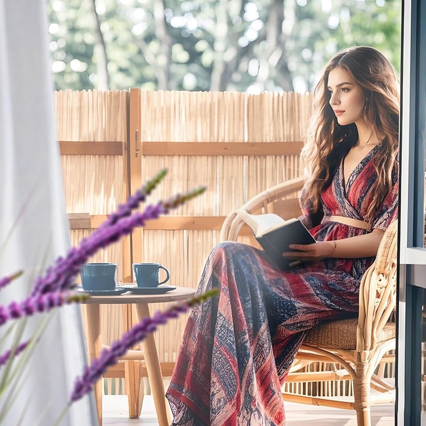 KOL 4ft Artificial Veronica Spiked Speedwell Grass, 47in Faux Veronica Spicata Flower, Tall Fake Reed Grass for Home Office Garden Wedding Decor, Indoor Outdoor Fake Plant, UV-Resistant, Purple