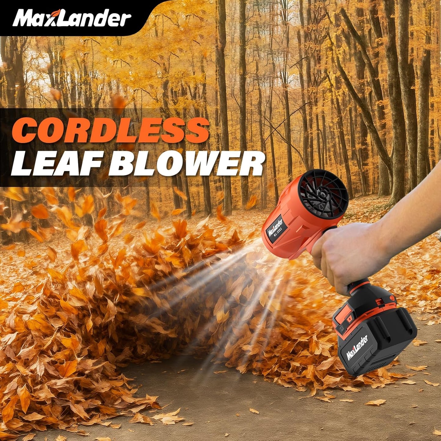 Leaf Blower Cordless, 21V Electric Handheld Leaf Blower with 3.0Ah Battey, 180000 RPM Battery Blowers with Adjustable Speed for Lawn Care, Patio Cleaning, Blowing Leaves and Dust