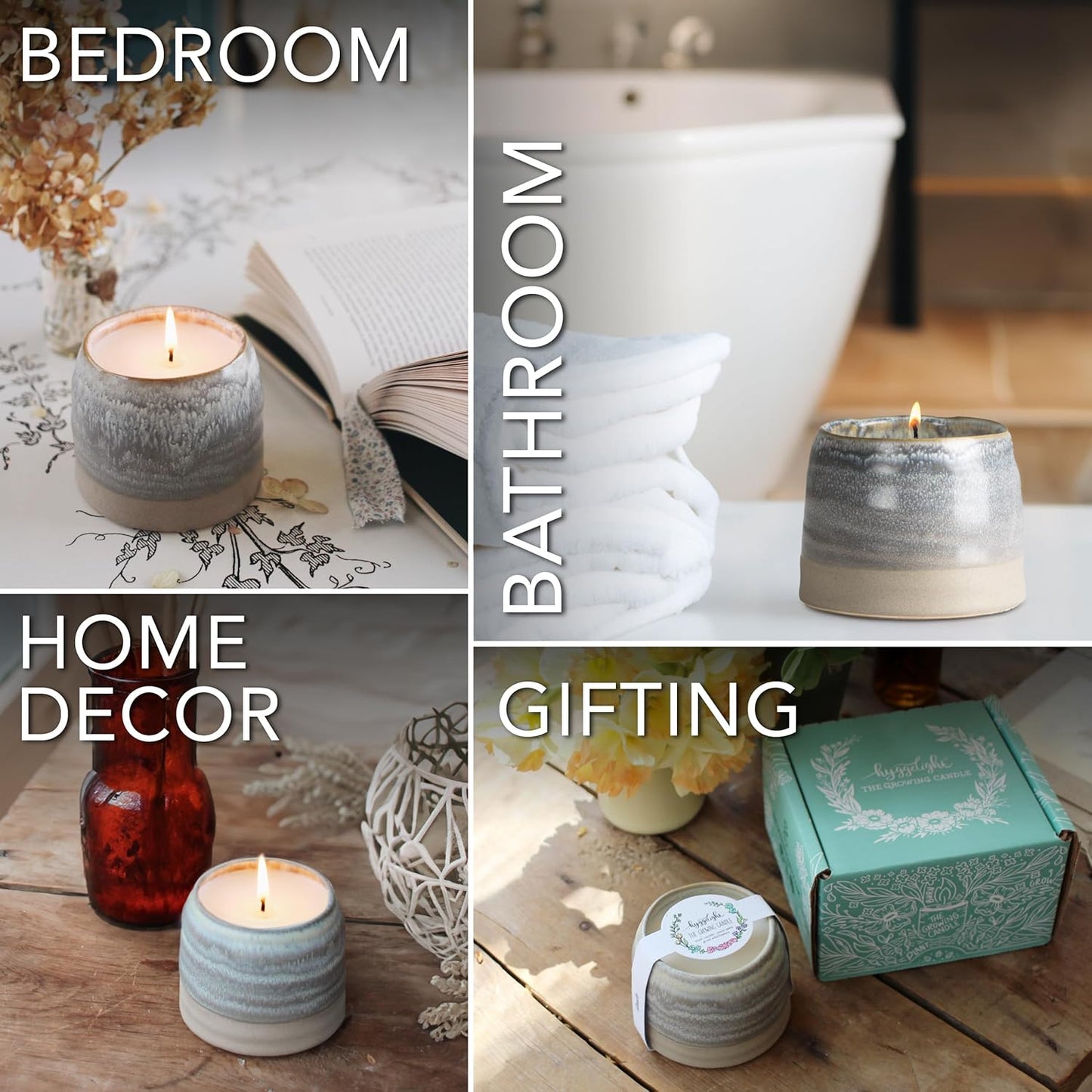 The Growing Candle, Chai Scented, 10oz Ceramic Pot, Aromatherapy Candles for Home, 100% Soy, Greta