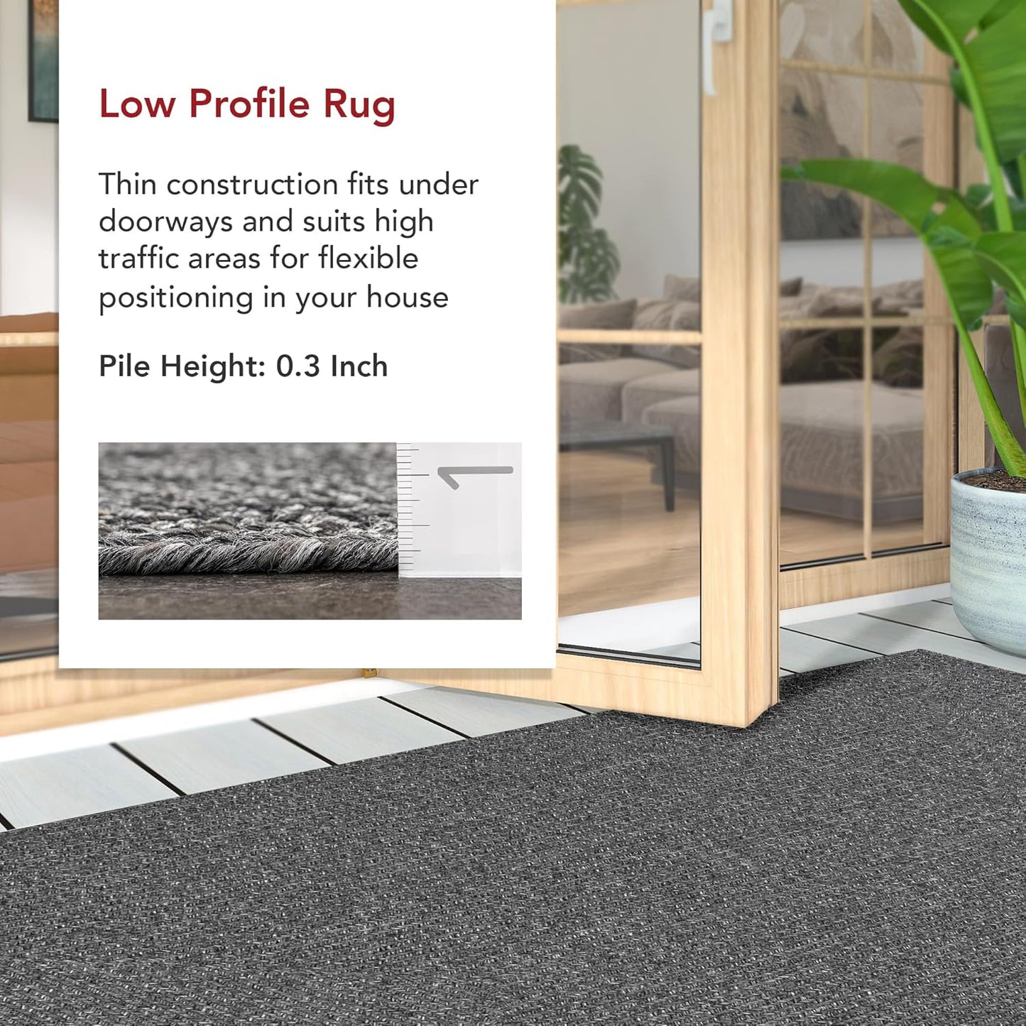 nuLOOM 2' x 8' Solid Hand Braided Indoor/Outdoor Area Rug, Pet-Friendly, High Traffic, Weather Resistant, for Patio, Balcony, Bedroom, Living, Dining Room, Wynn Charcoal