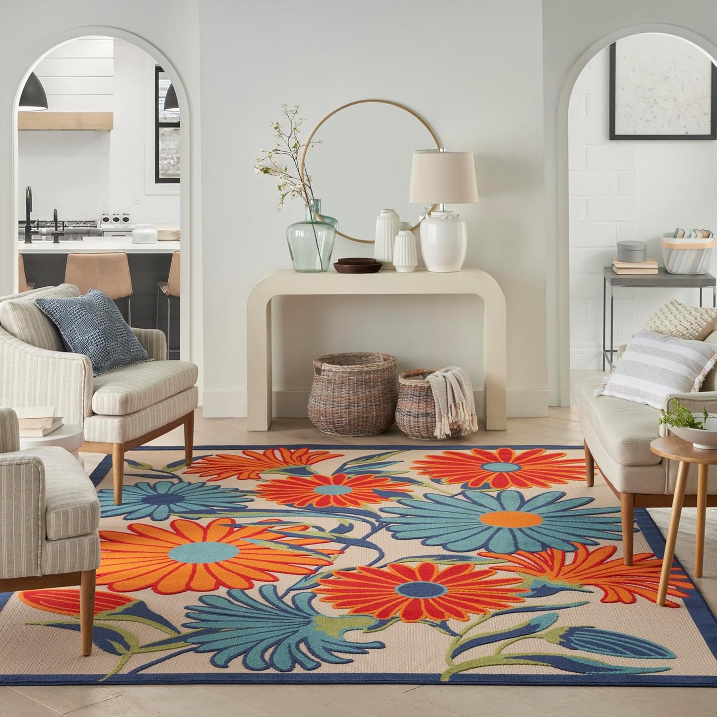 Nourison Home Aloha 6' x 9' Multicolor Fabric Contemporary Area Rug (6' x 9')