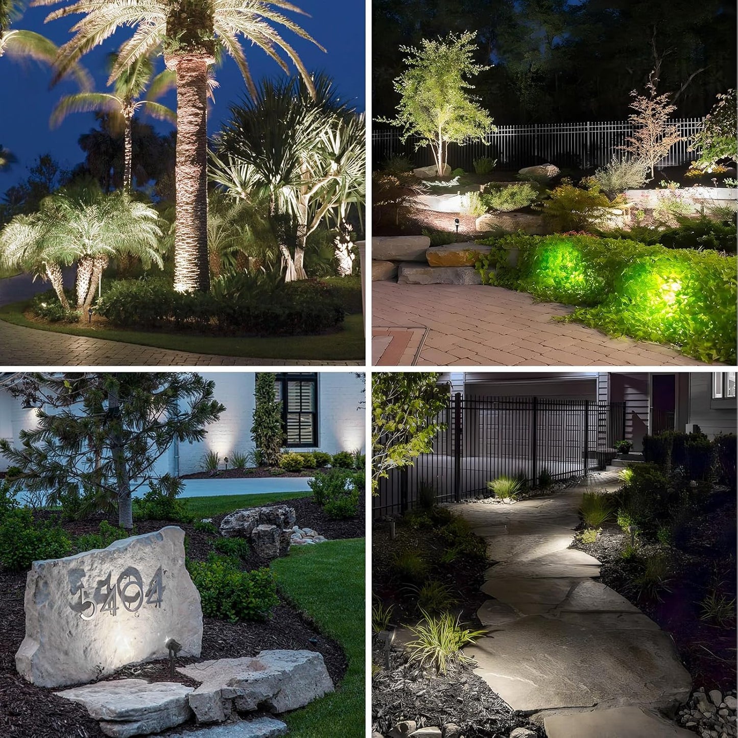 APONUO Solar Spot Lights Outdoor 2-in-1 Solar Landscape Lighting Dusk to Dawn Solar Uplights IP65 Waterproof 9.8ft Cable Outdoor Spot Lights for Yard Pathway Garden Tree Decoration (Cool White)