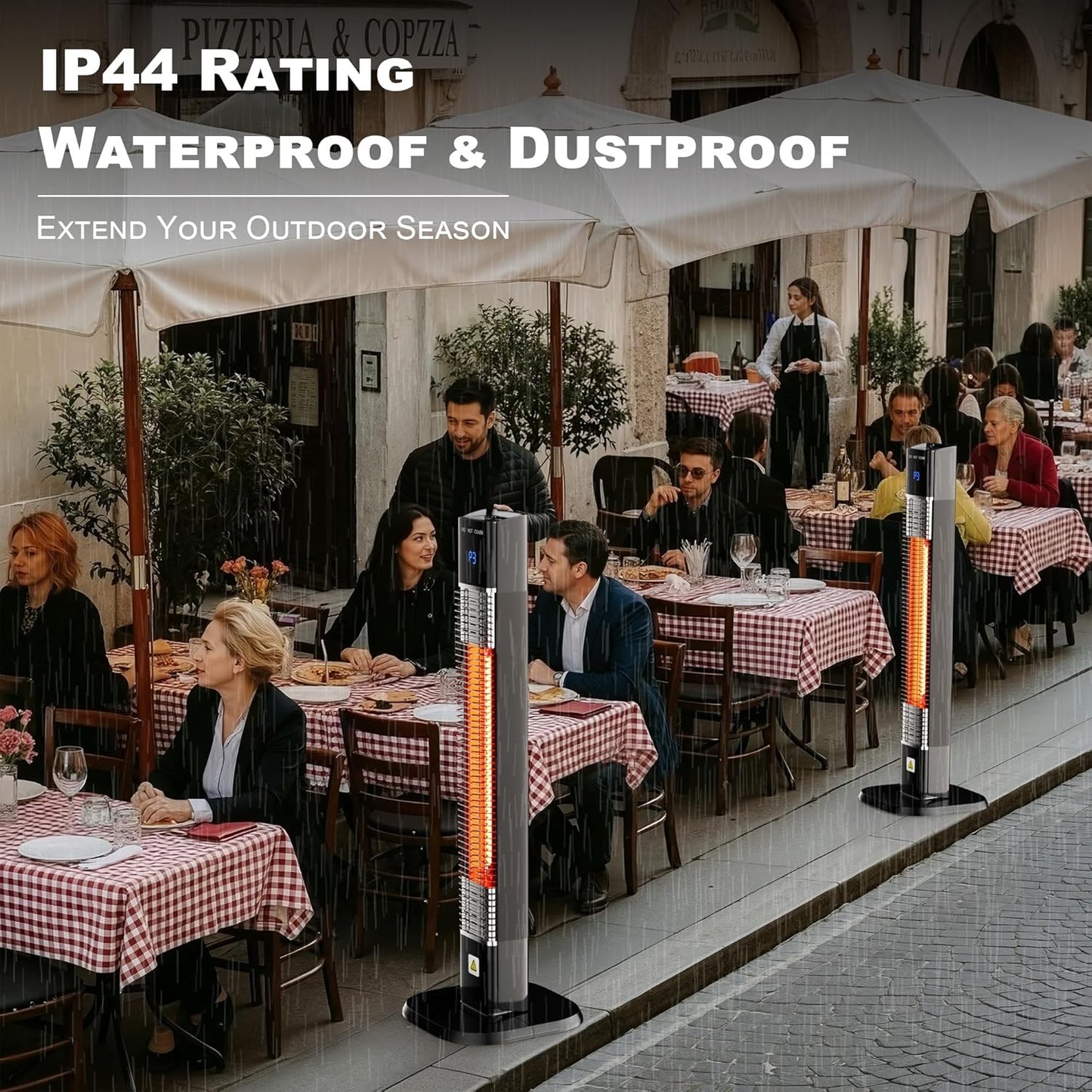 Patio Heater for Outdoor,1500W Electric Infrared Radiant Heaters with Remote for Garage Bedroom Backyard, Room Space Heater with 24H Timer,3 Heat Settings,Tip-over Protection for Indoor, 25"