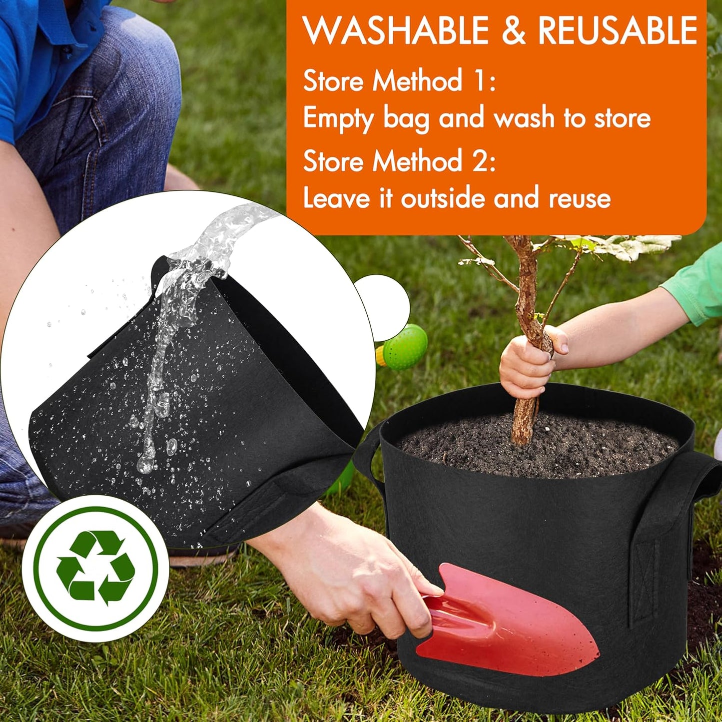 Gardzen 20-Pack 10 Gallon Grow Bags, Aeration Fabric Pots with Handles, Heavy Duty Plant Bags for Plants