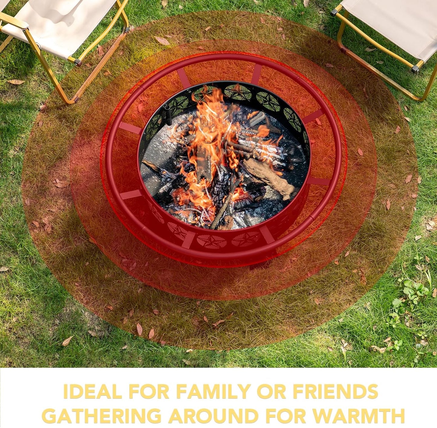 38” Wood Burning Fire Pits for Outside,3-in-1 Fire Pit with Grill, Spark Screen & Fire Poker,Outdoor Firepit Table with Swivel Cooking Grate for Yard BBQ Bonfire Patio Camping (38 inch)