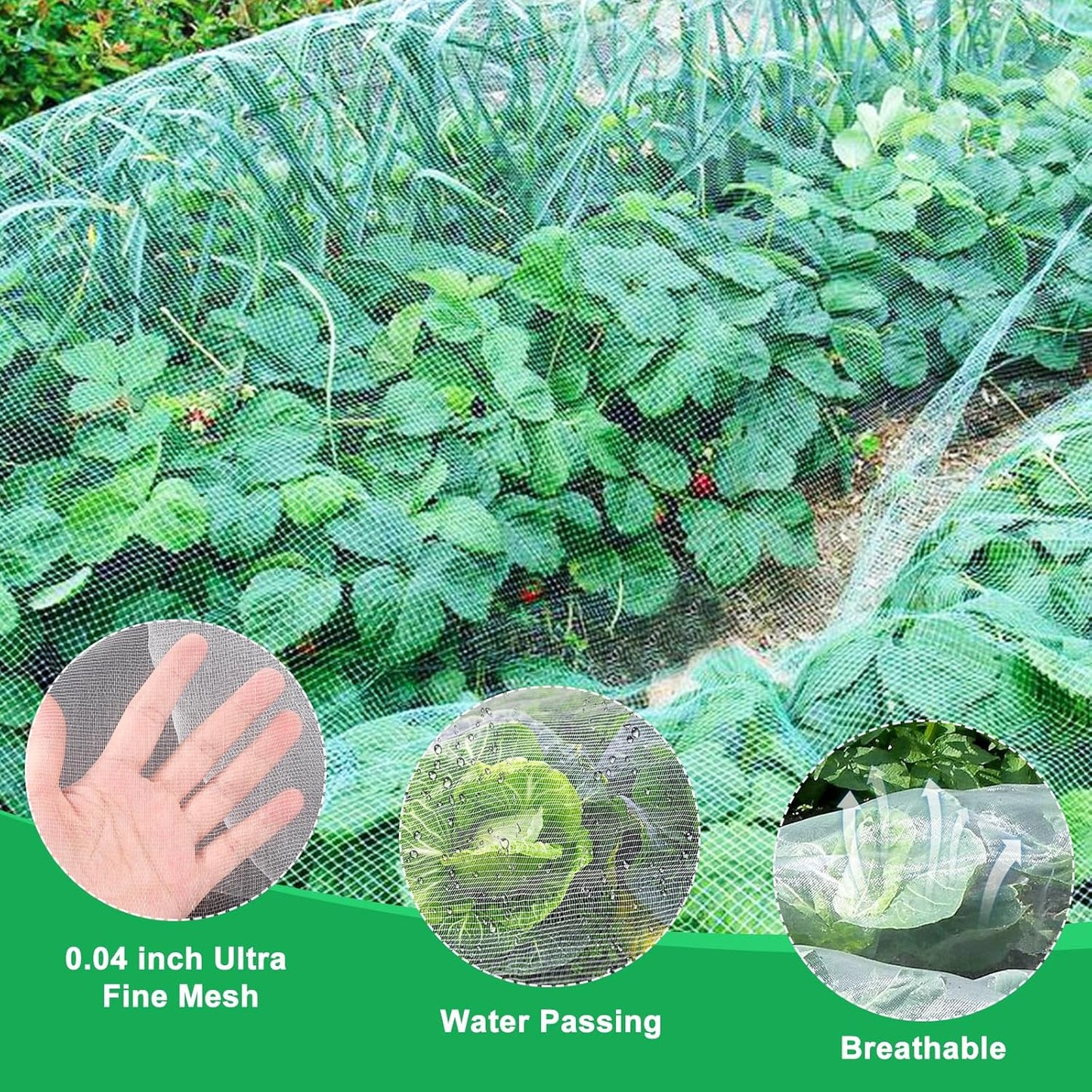 10 X 33FT Garden Mesh Insect Netting Pest Barrier, Garden Bug Netting Plant Mesh for Raised Beds Blueberry Bushes, Figs, Plants, Vegetables Protection