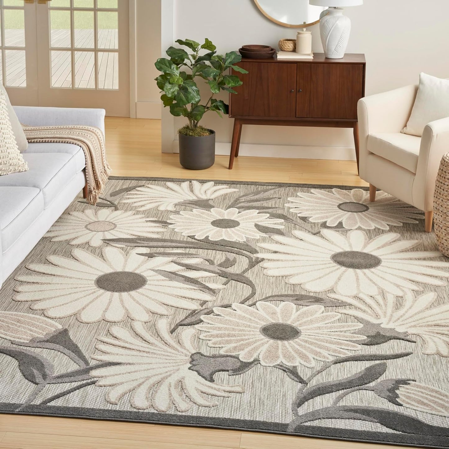 Nourison Home Aloha 8' x 11' Beige Fabric Contemporary Area Rug (8' x 11')