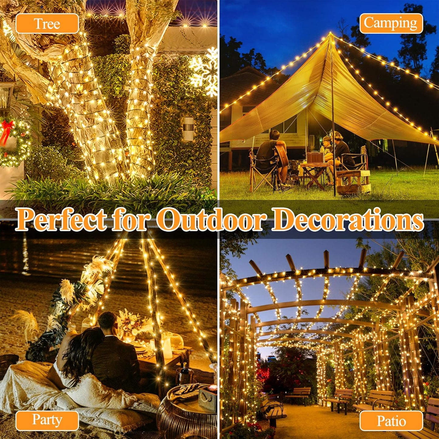 Solar String Lights 240LED 79FT, IP67 Waterproof Solar Lights for Outside with 8 Lighting Modes, Upgraded Solar Panel Fairy Lights for Garden Party Wedding Decorations (Warm White)