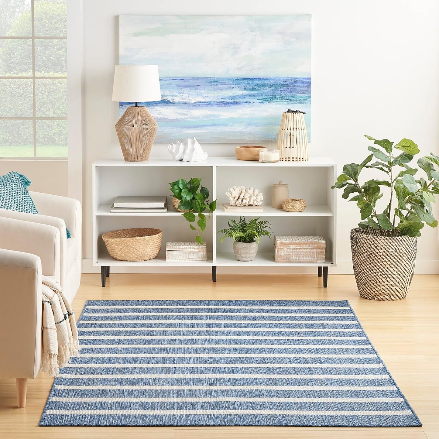 Nourison Home Positano 6' x 9' Fabric Navy Ivory Area Rug