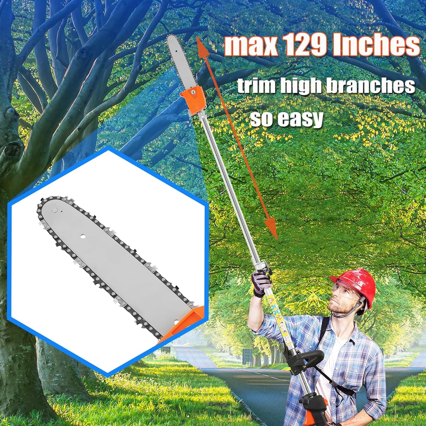 Samger 52cc 2 Cycle Gas Hedge Trimmer, 5 in 1 Garden Hedge Trimmer Combo, Gas Powered Trimmer with Extension Pole, Multifunctional Garden Trimming Tools