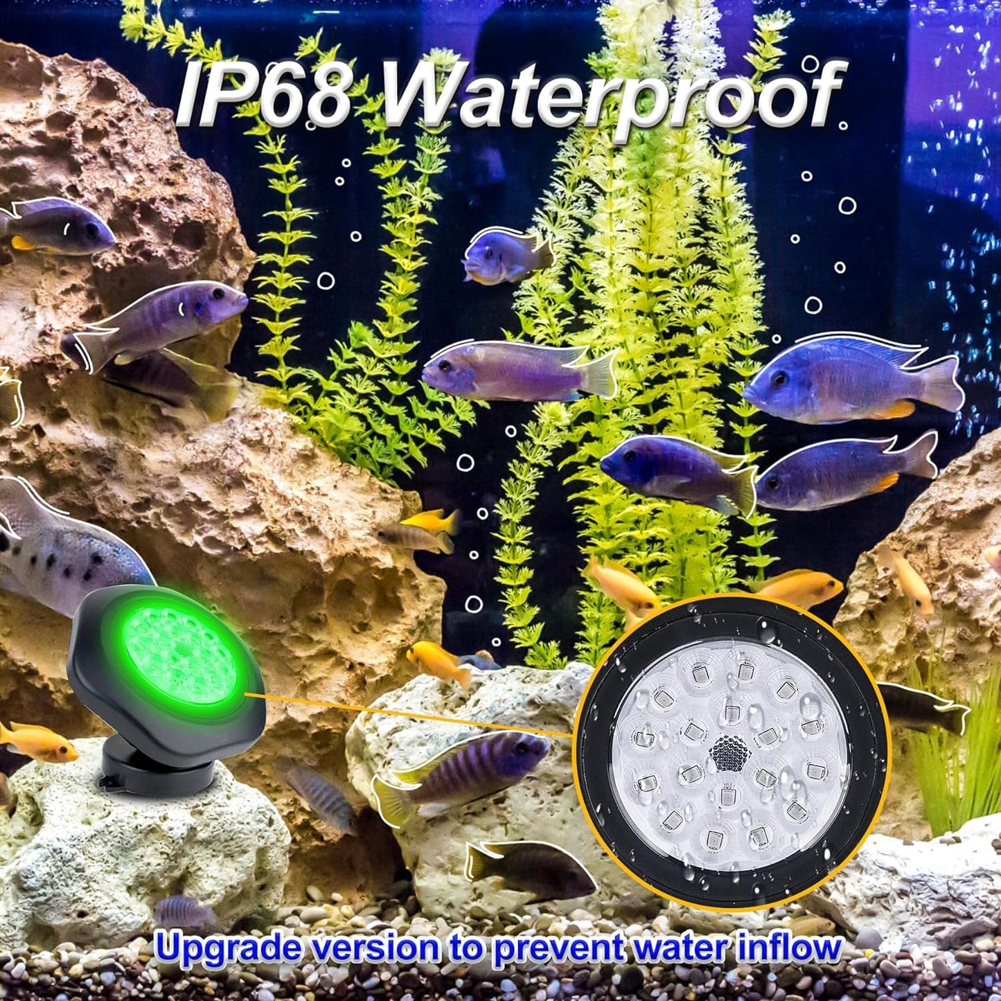 Solar Pond Lights, 18 LED Super Bright RGB LED Underwater Spotlights Color Changing Submersible Pond Light IP68 Waterproof Fountain Lights for Fish Aquarium Tank Garden Yard Pool (2-in-1)