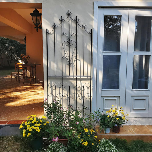 SCENDOR Metal Trellis 86.6" H x 29.5" W Powder-Coated Black Attractive Plant Support Garden Trellis Stylish Garden Addition Lattice Outdoor Yard Décor Roses Vine Ivy Clematis Trellises Black