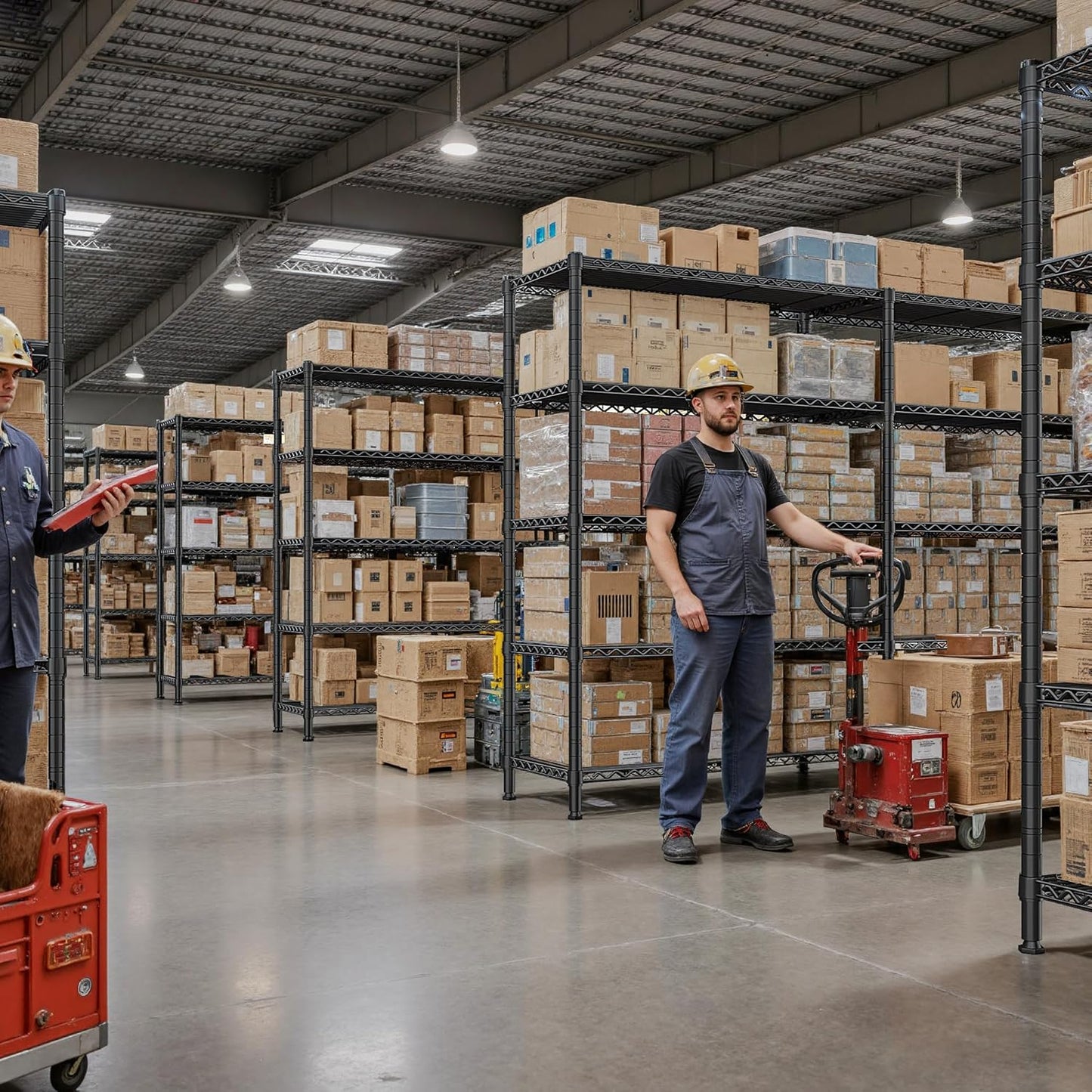 REIBII 72.8" W Storage Shelves Load 1600LBS, 5 Tier Metal Shelving Unit Wire Shelving for Storage Rack Heavy Duty Metal Shelves for Garage Pantry Kitchen, 17.7" D x 72.8" W x 70.9" H