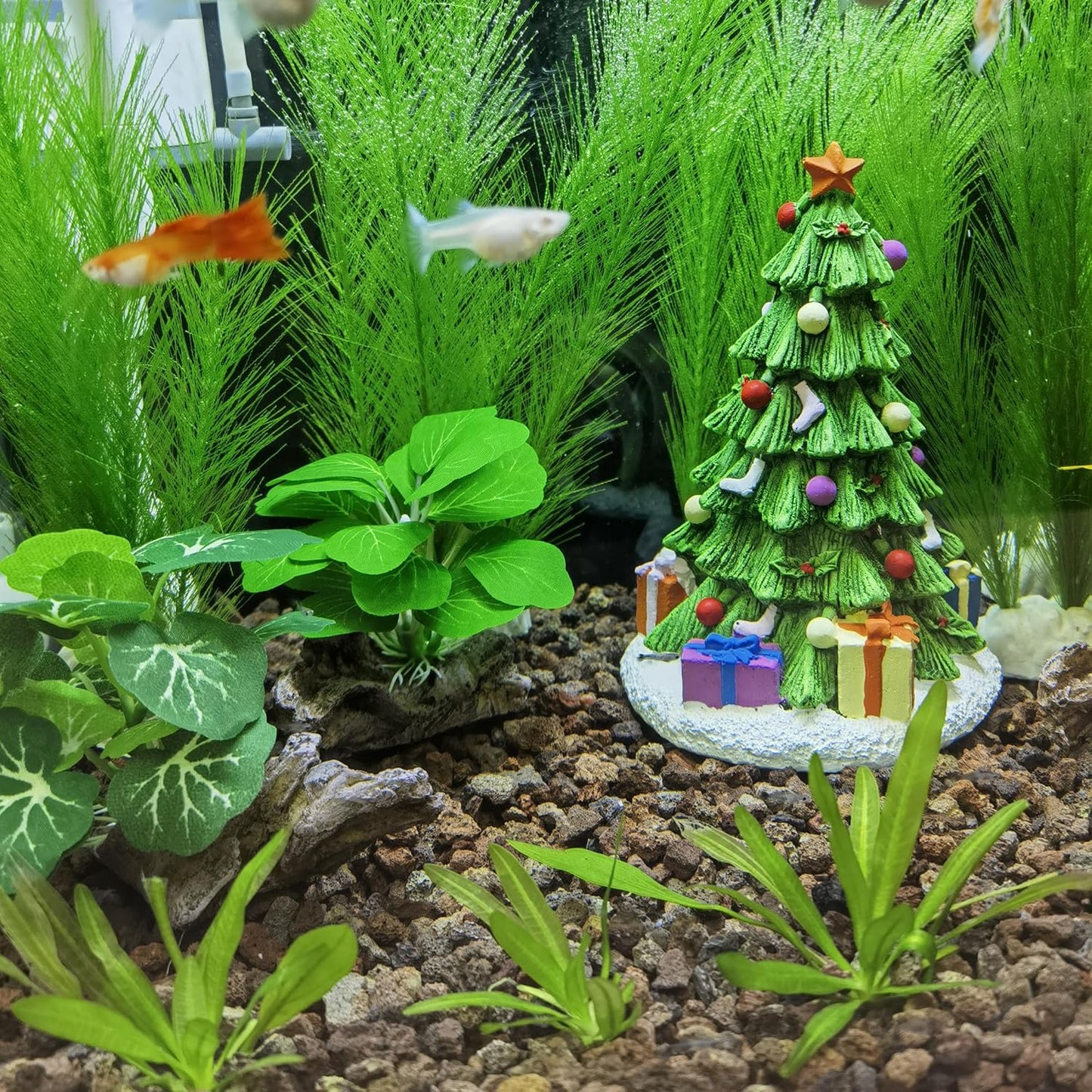 M2cbridge Artificial Fish Tank Plants Silk Aquarium Plastic Plant Aquatic Water Grass Foreground Decor(2PCS Small Green)