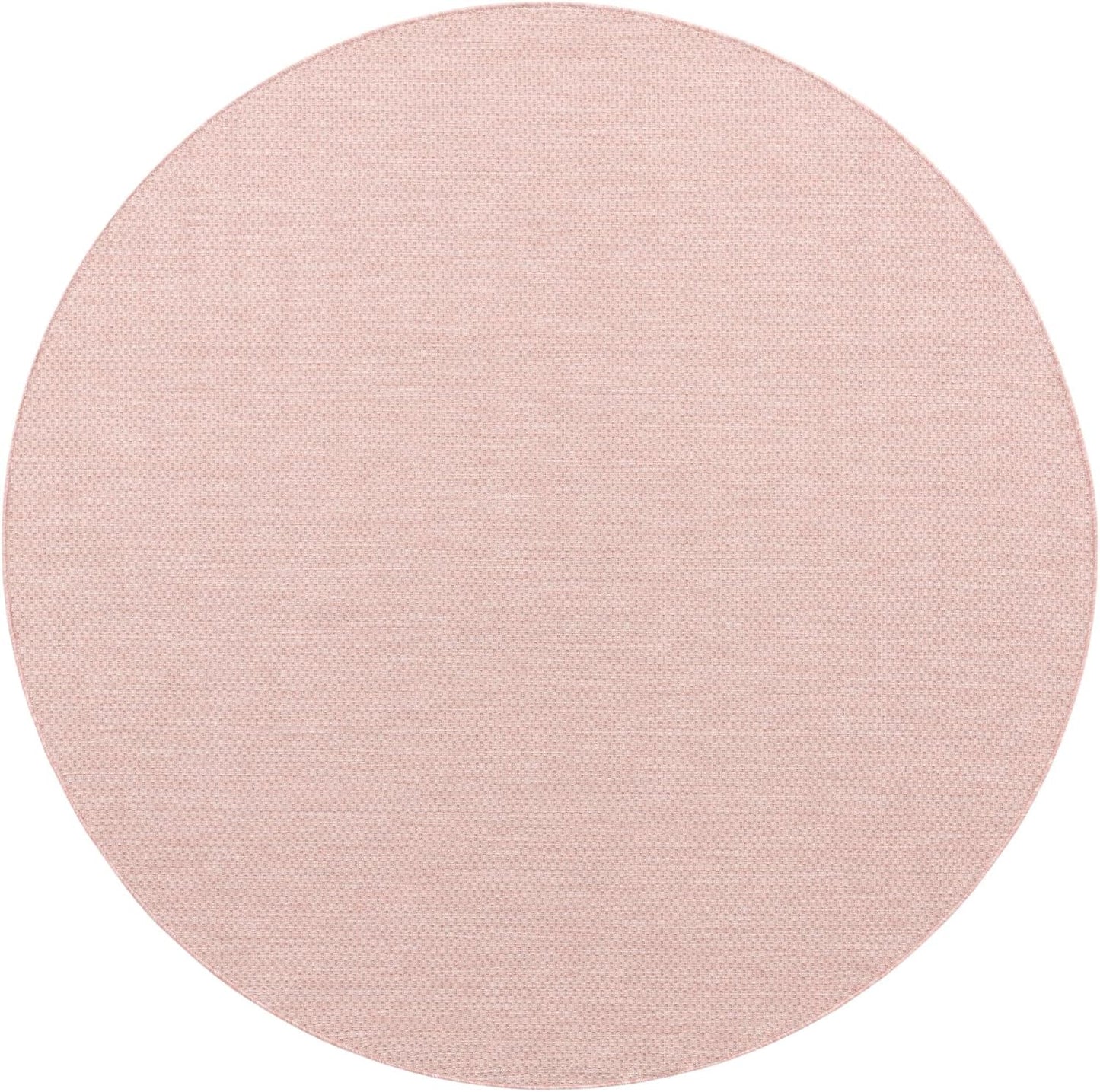 Unique Loom Collection Casual Transitional Solid Heathered Indoor/Outdoor Flatweave Area Rug (7' 10" Round, Whisper Pink/Ivory)