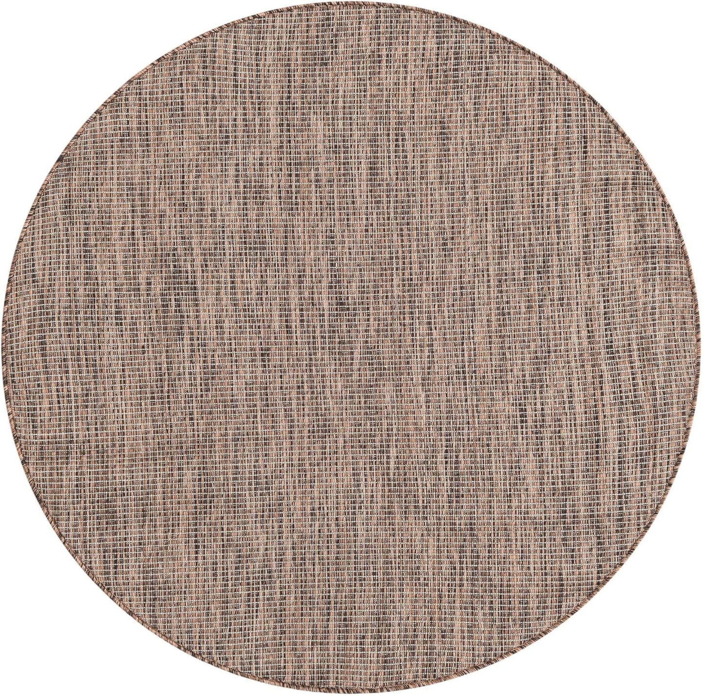 Unique Loom Outdoor Solid Collection Area Rug (4' 1" Round Light Brown/Ivory)