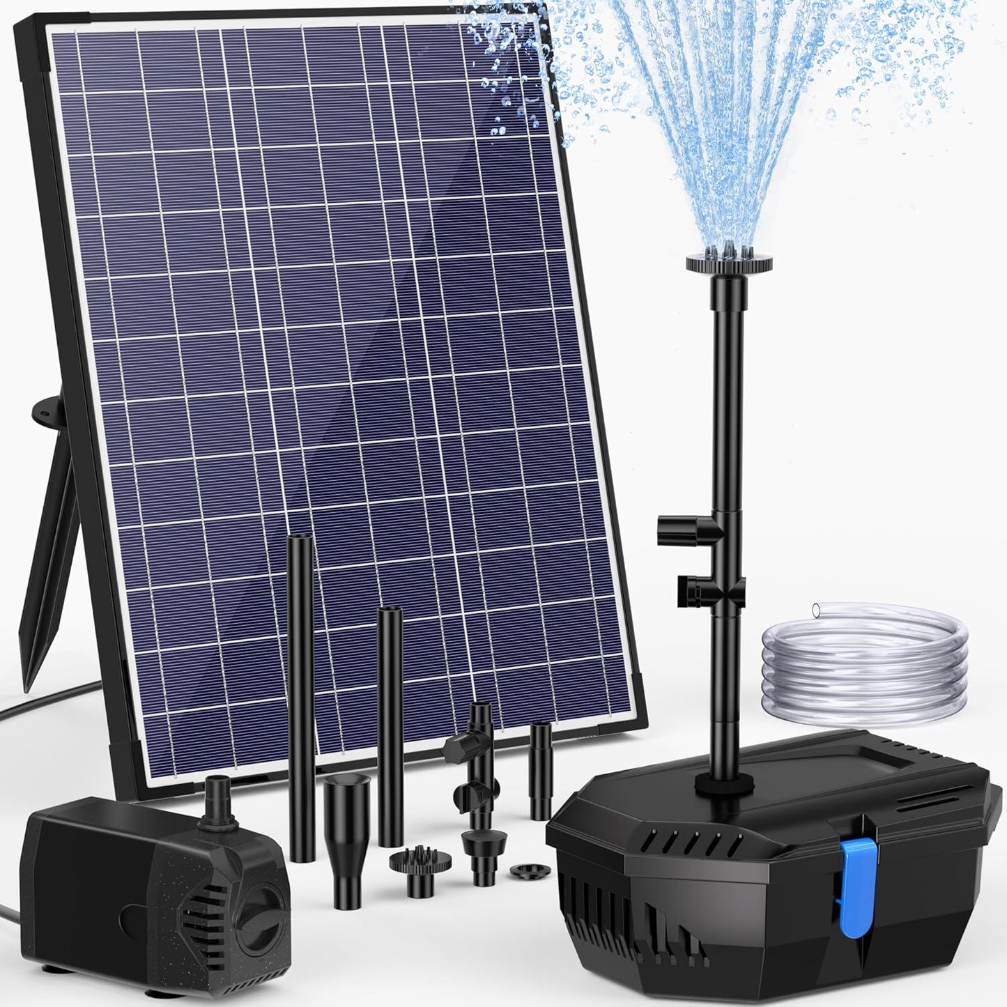 NFESOLAR Solar Pond Filter Fountain, 20W Solar Pond Pump with Pond Filter, 16.4FT Cord, 6.6FT Tubing for Outdoor Small Pond 120-300 Gallons, Fish Tank, Pool, Garden Waterscape N3222