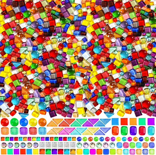 3200 Pcs Colorful Irregular Crystal Mosaic Tiles, 6.6lb Tiny Mosaic Tile DIY Hobbies Children Handmade Crystal Craft for Craft Bathroom Kitchen Home Decoration DIY Art Projects