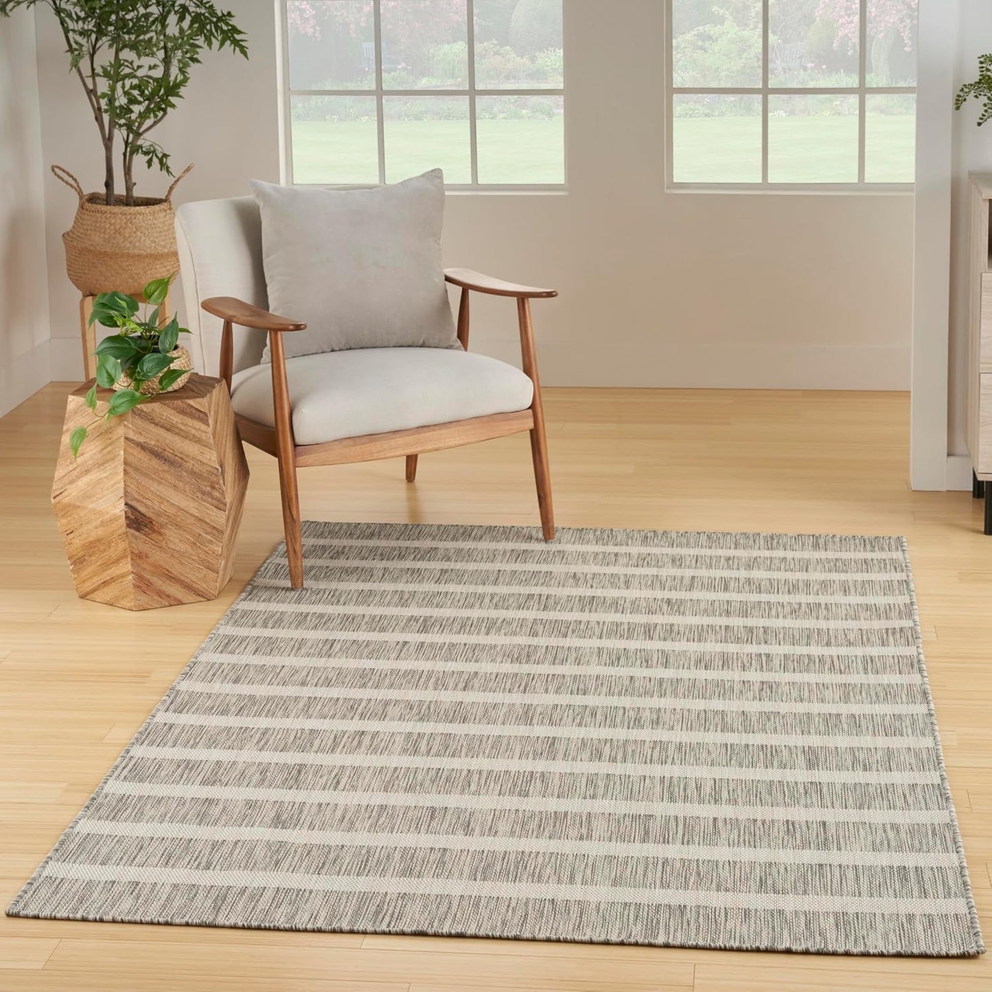 Nourison Home Positano 6' x 9' Fabric Grey Ivory Area Rug