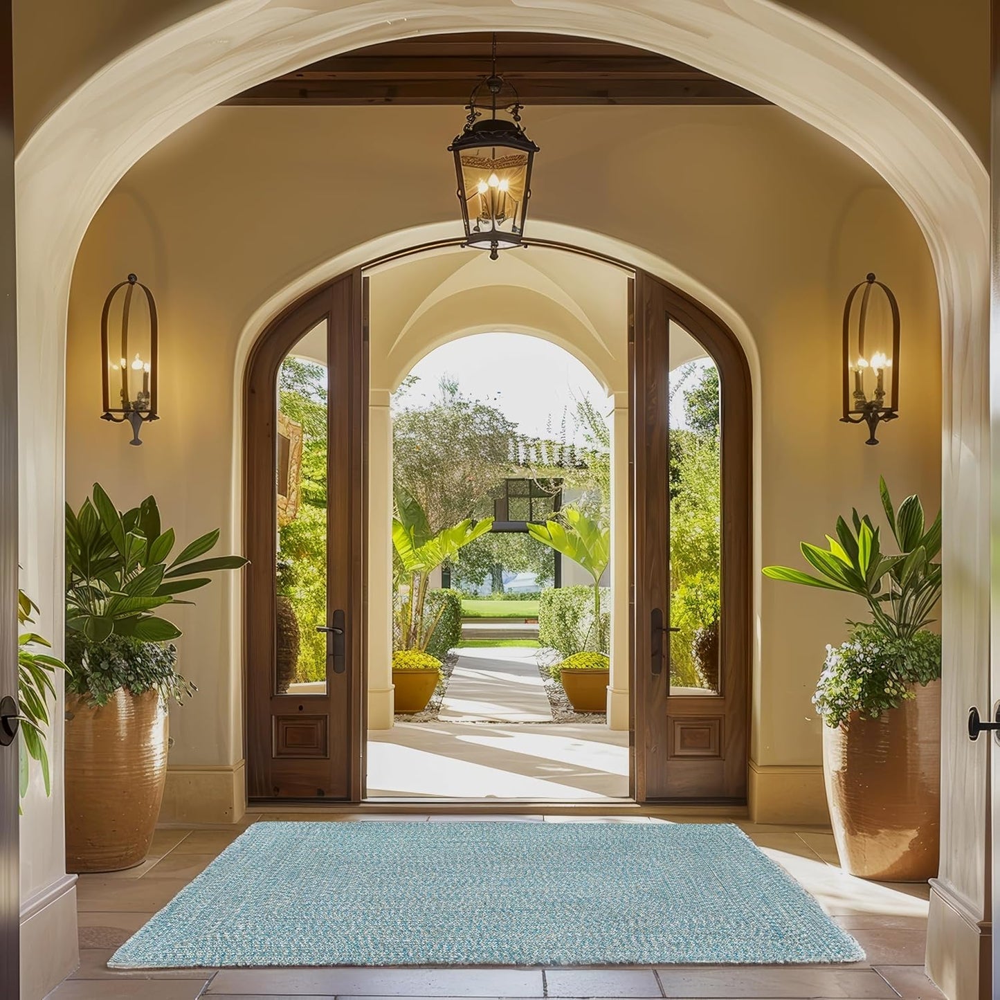 nuLOOM 6' x 9' Solid Hand Braided Indoor/Outdoor Area Rug, Pet-Friendly, High Traffic, Weather Resistant, for Patio, Balcony, Bedroom, Living, Dining Room, Wynn Aqua