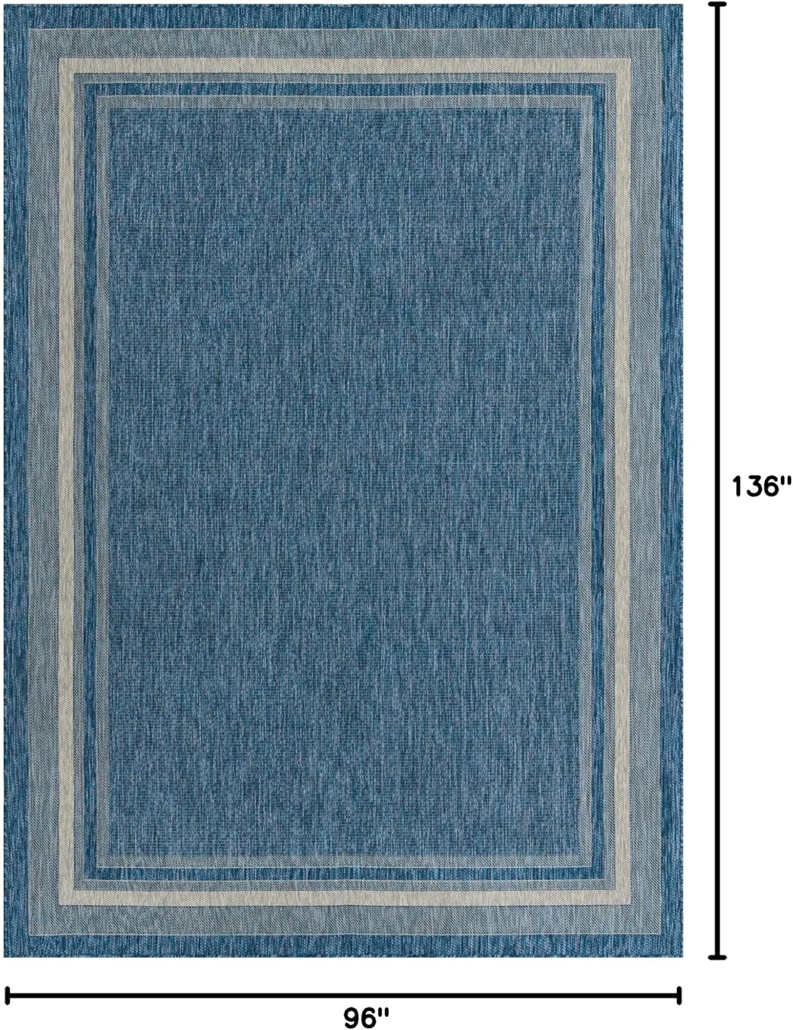 Unique Loom Outdoor Border Collection Area Rug - Soft Border (8' x 11' 4" Rectangle, Blue/ Ivory)