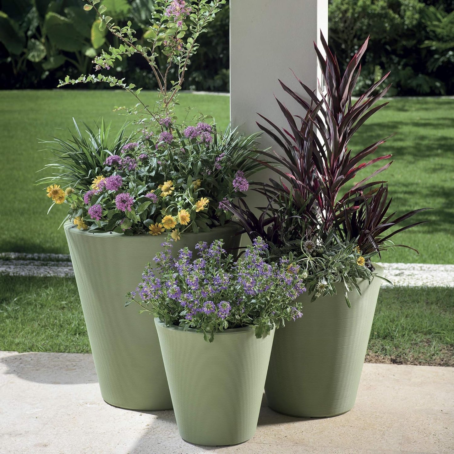 Crescent Garden Madison Planter– Weather-Resistant, Double Walled Indoor/Outdoor Plant Pot with Drain Hole – Durable All-Season Flower Container, 20" W (Midnight Blue)