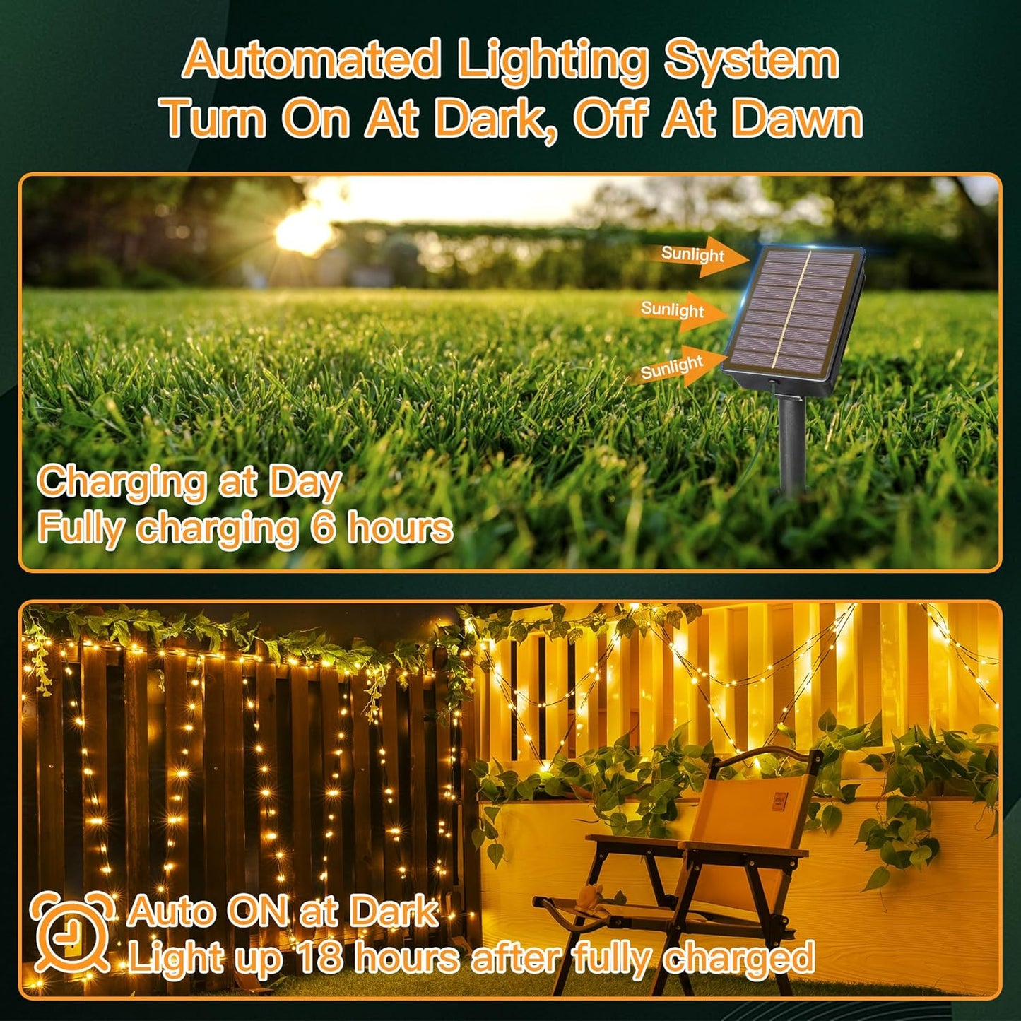 Solar String Lights 240LED 79FT, IP67 Waterproof Solar Lights for Outside with 8 Lighting Modes, Upgraded Solar Panel Fairy Lights for Garden Party Wedding Decorations (Warm White)