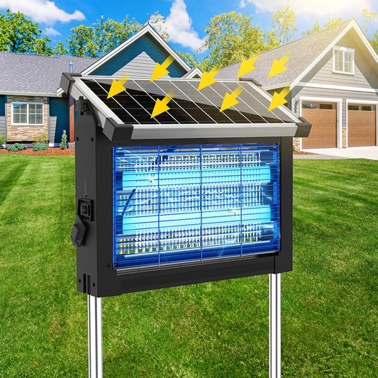 Solar Bug Zapper, 4500V IP66 Waterproof Outdoor Portable Rechargeable Electric Mosquito Killer for Camping, Patio, Garden Mosquito Zapper for Outdoor Use