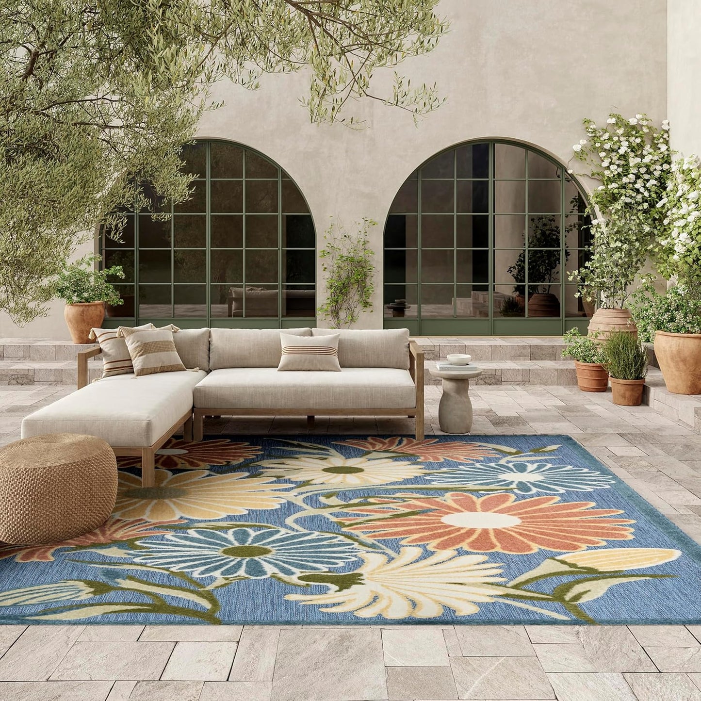 Nourison Aloha Blue Sage 7'10" x 10'6" Area Rug - Easy Clean, Non Shedding, Bed Room, Living Room, Dining Room, Kitchen (8' x 11')