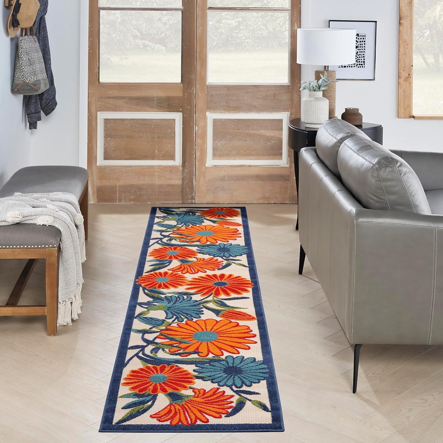 Nourison Home Aloha 6' Runner Multicolor Fabric Contemporary Area Rug (6' Runner)